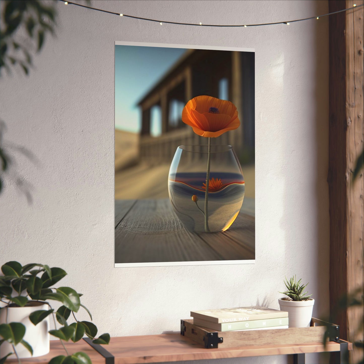 Premium Matte Vertical Posters Poppy in a Glass Vase 4