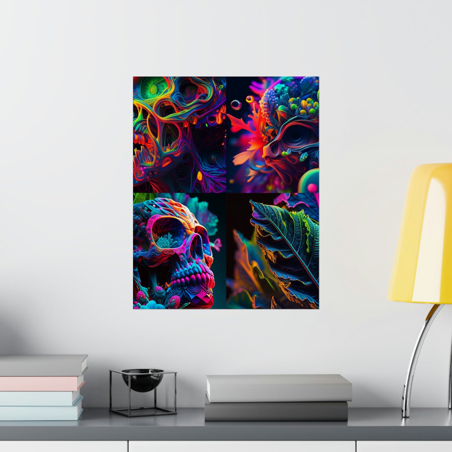 Premium Matte Vertical Posters Florescent Skull Death 5