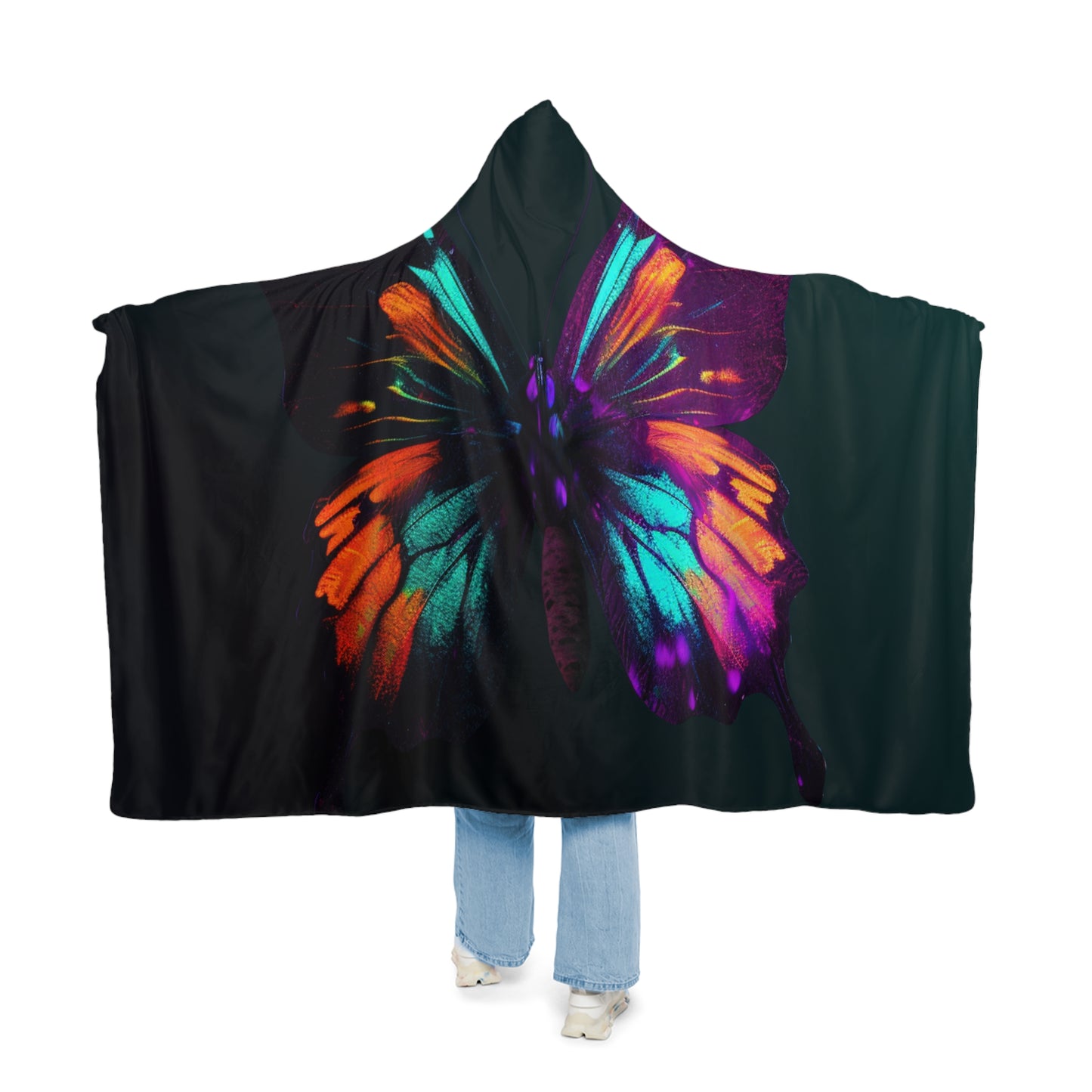 Snuggle Hooded Blanket Hyper Colorful Butterfly Purple 4