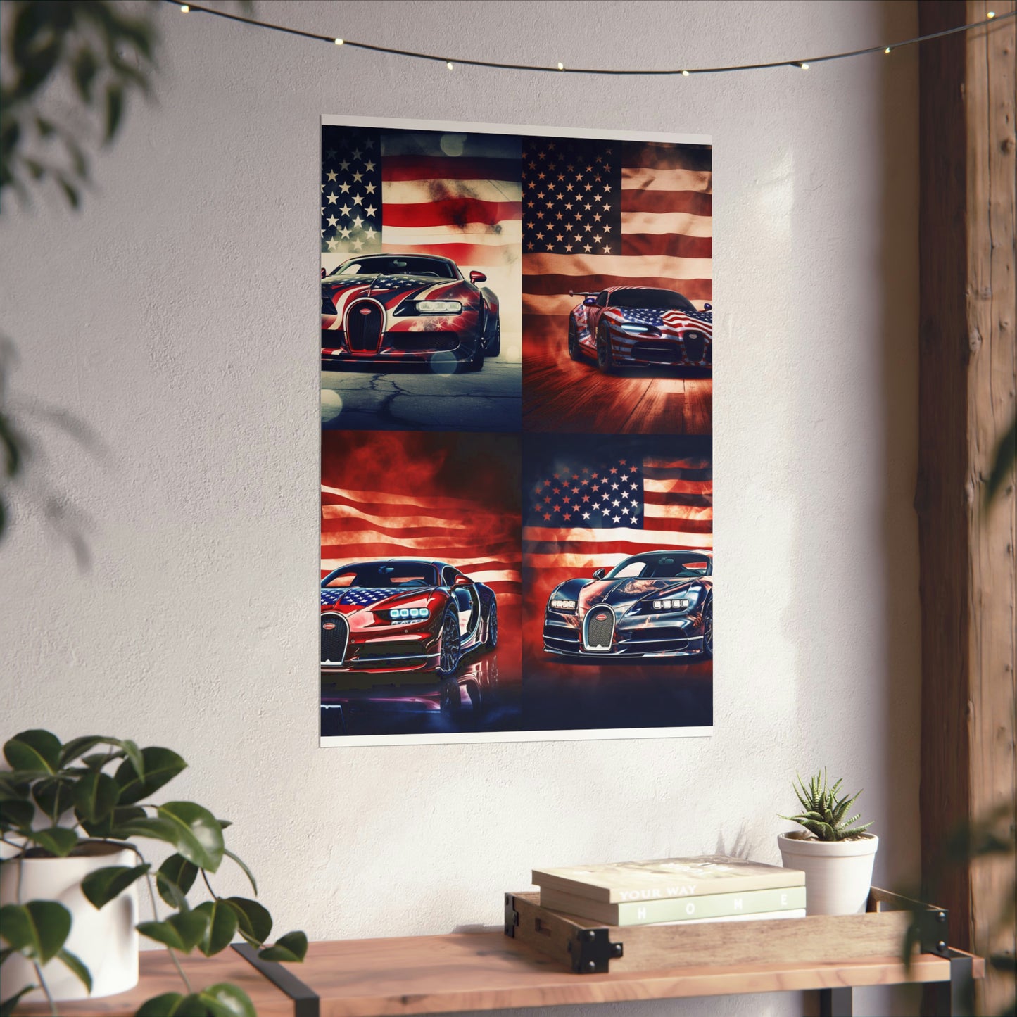 Premium Matte Vertical Posters Abstract American Flag Background Bugatti 5