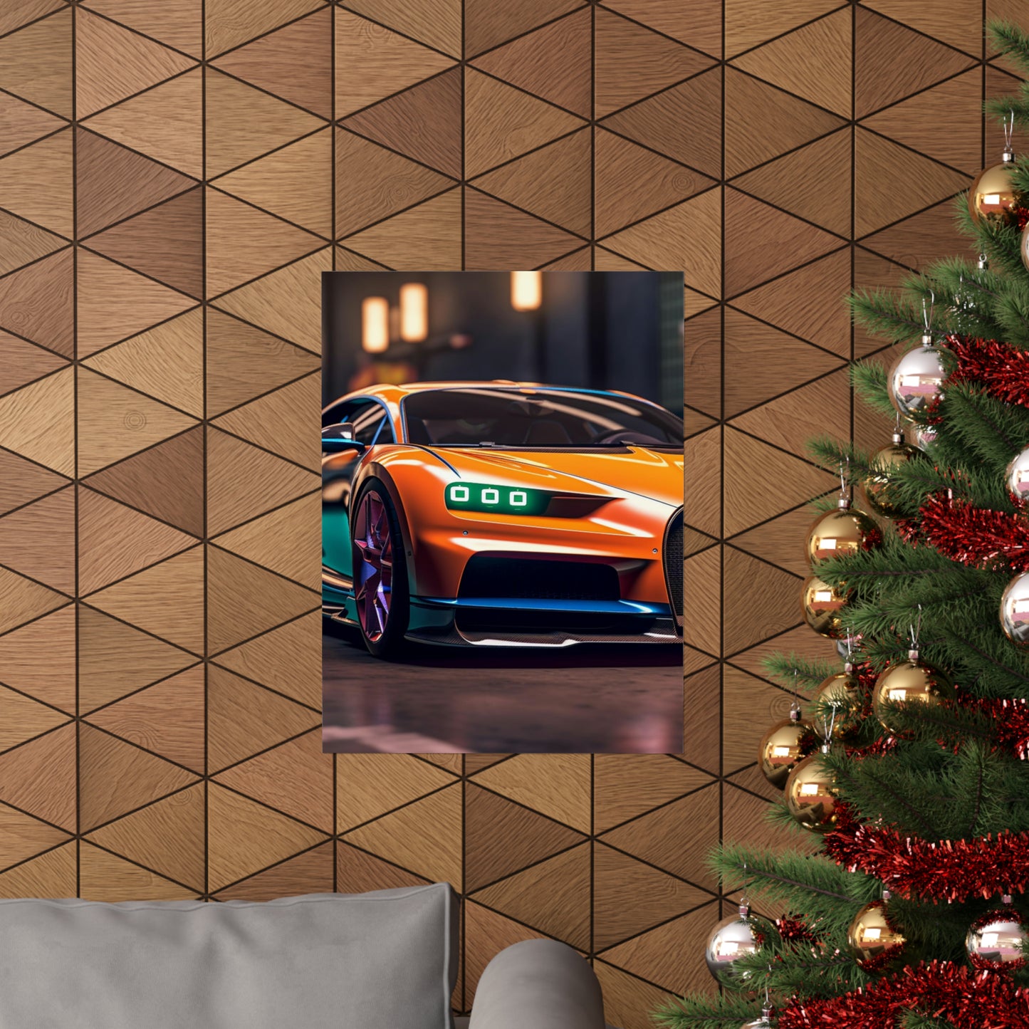 Premium Matte Vertical Posters Hyper Bugatti Neon Chiron 1