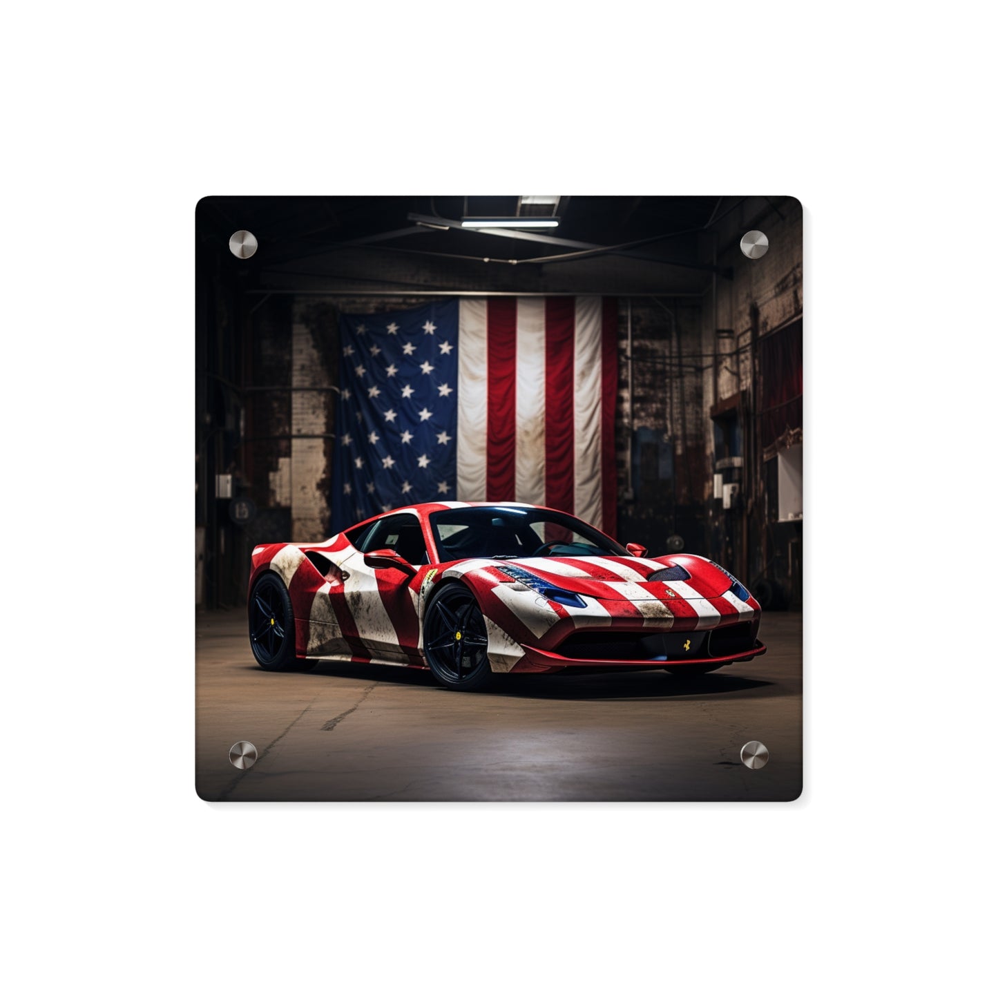 Acrylic Wall Art Panels American Flag Farrari 2