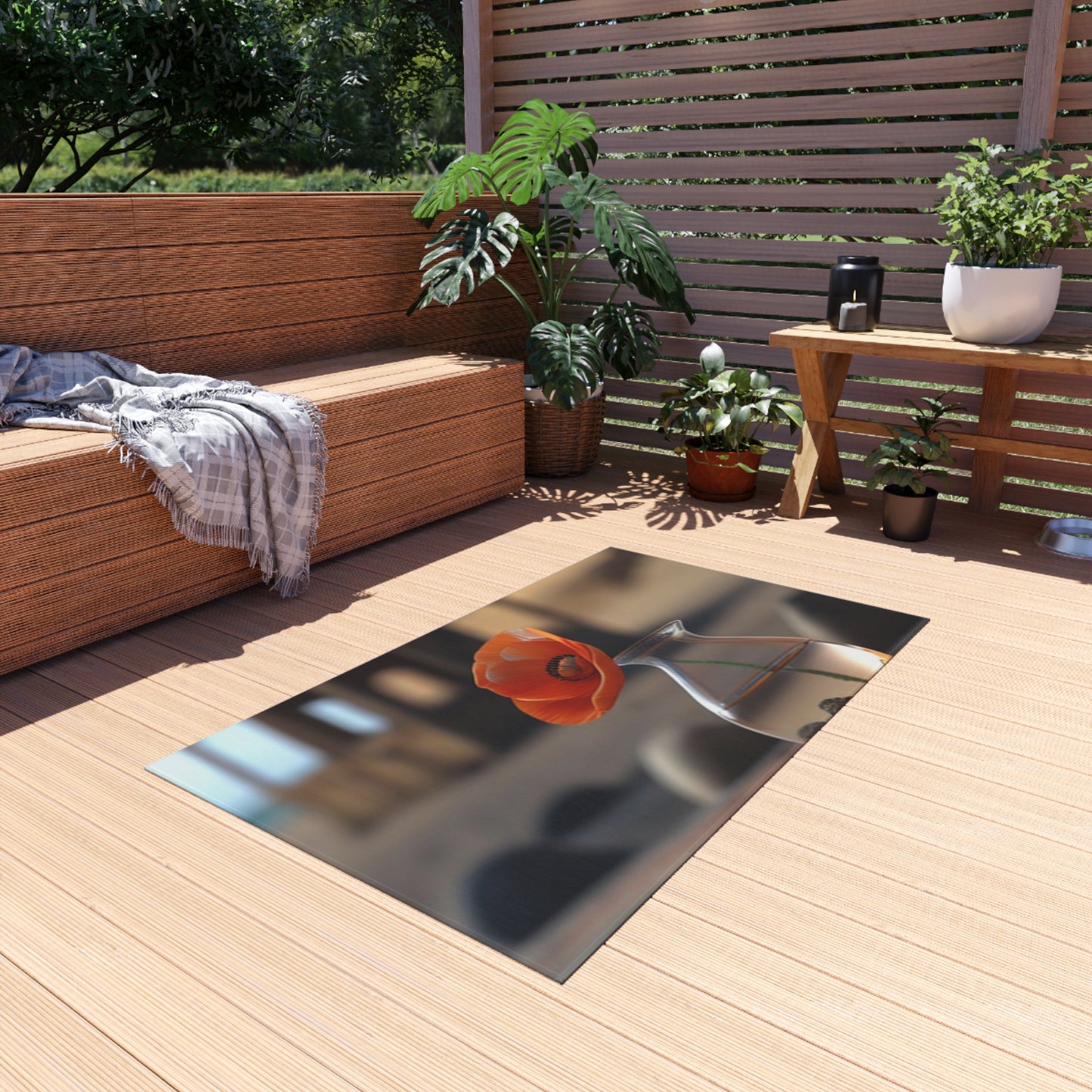 Outdoor Rug  Poppy in a Glass Vase 1