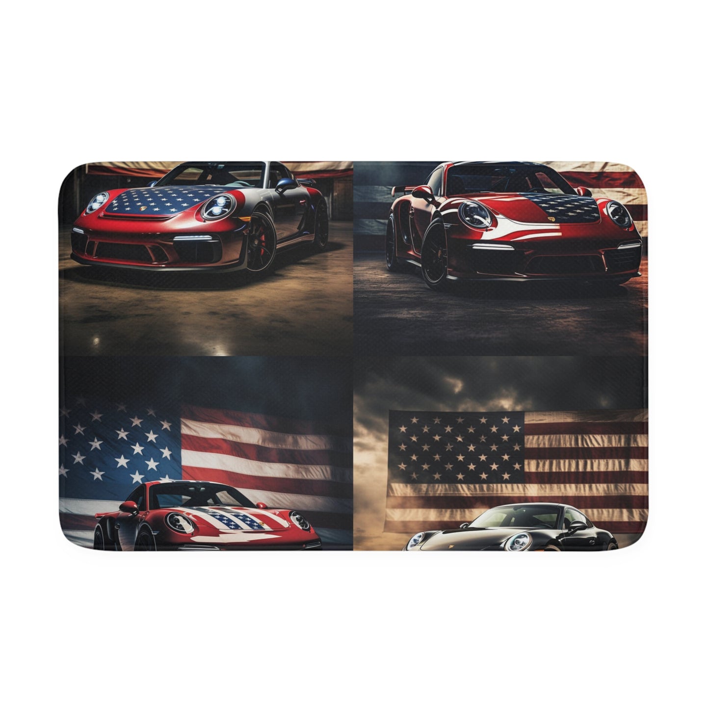 Memory Foam Bath Mat American Flag Background Porsche 5