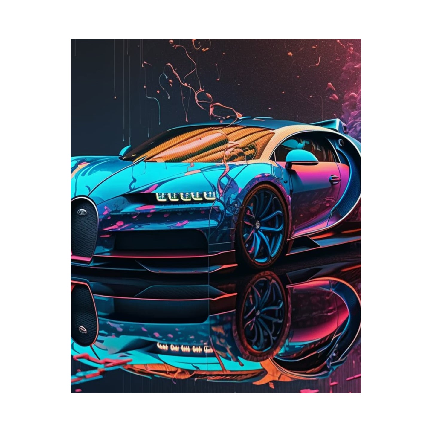 Premium Matte Vertical Posters Bugatti Neon Chiron 4