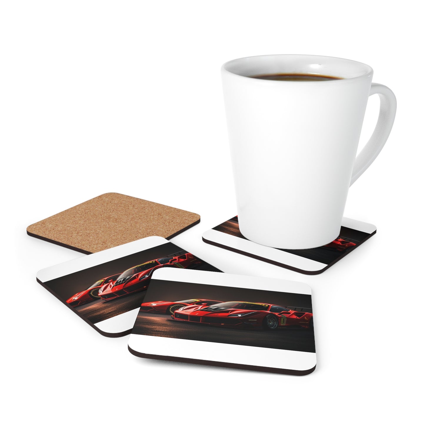 Corkwood Coaster Set Ferrari Red 4