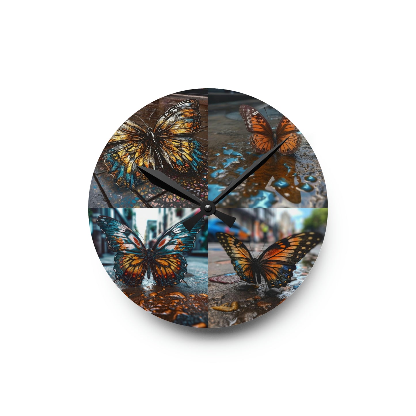 Acrylic Wall Clock Water Butterfly Street 5