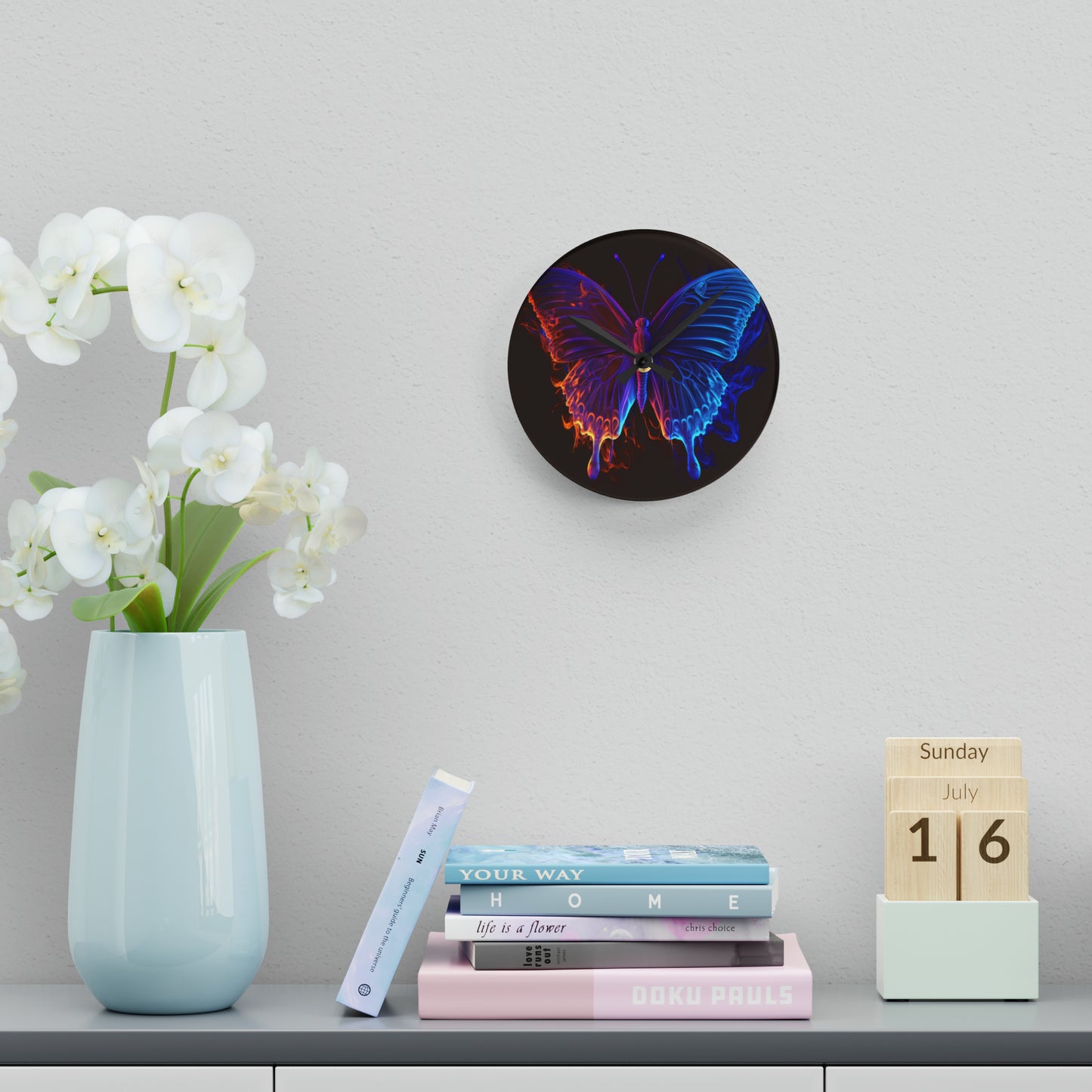 Acrylic Wall Clock Thermal Butterfly 1