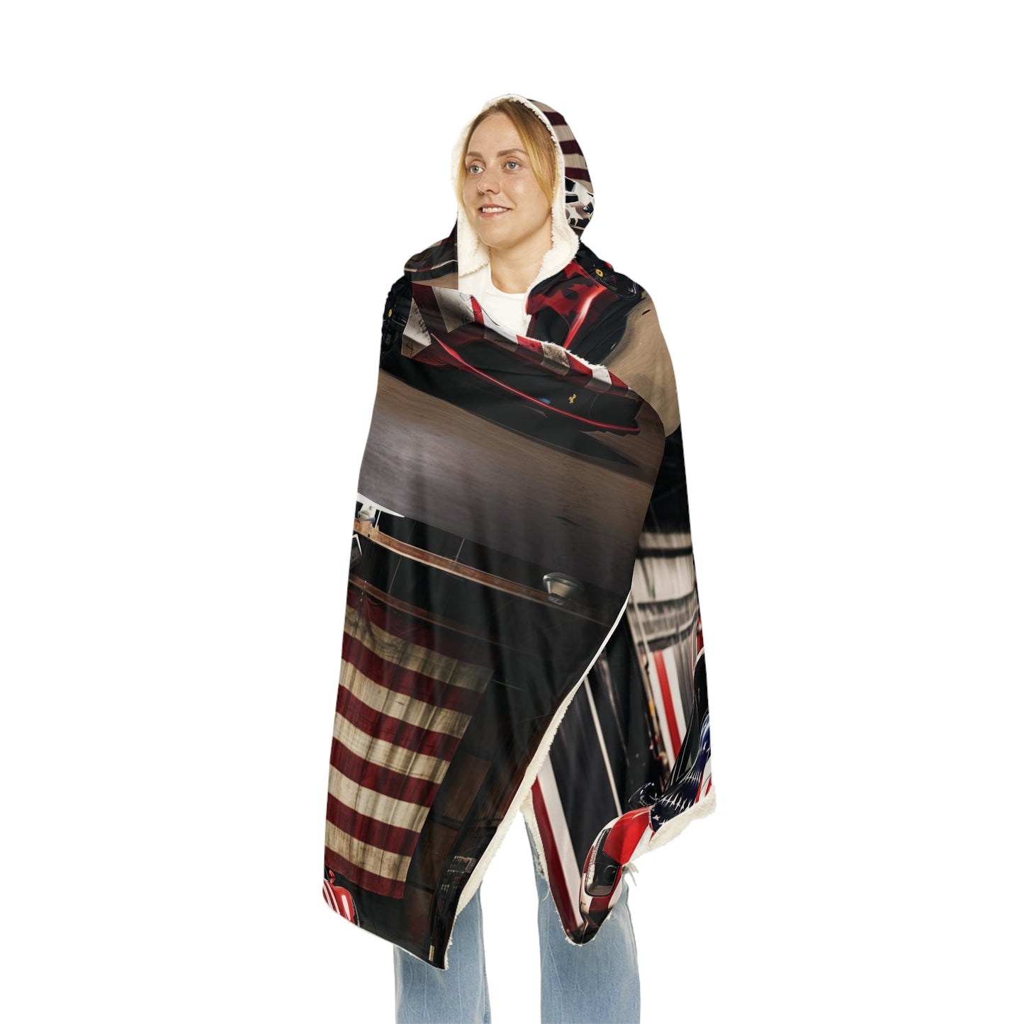 Snuggle Hooded Blanket American Flag Farrari 5