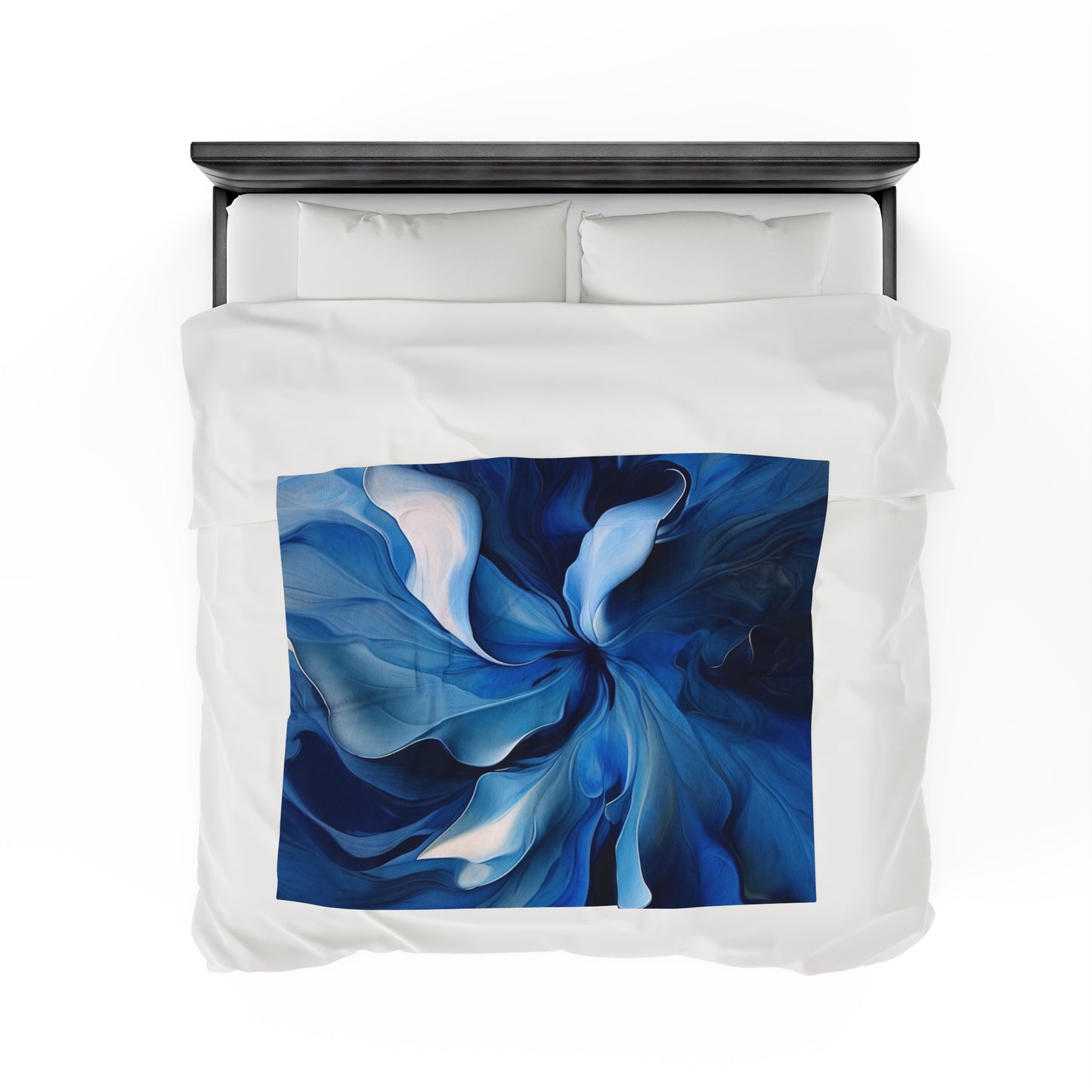 Velveteen Plush Blanket Abstract Blue Tulip 4