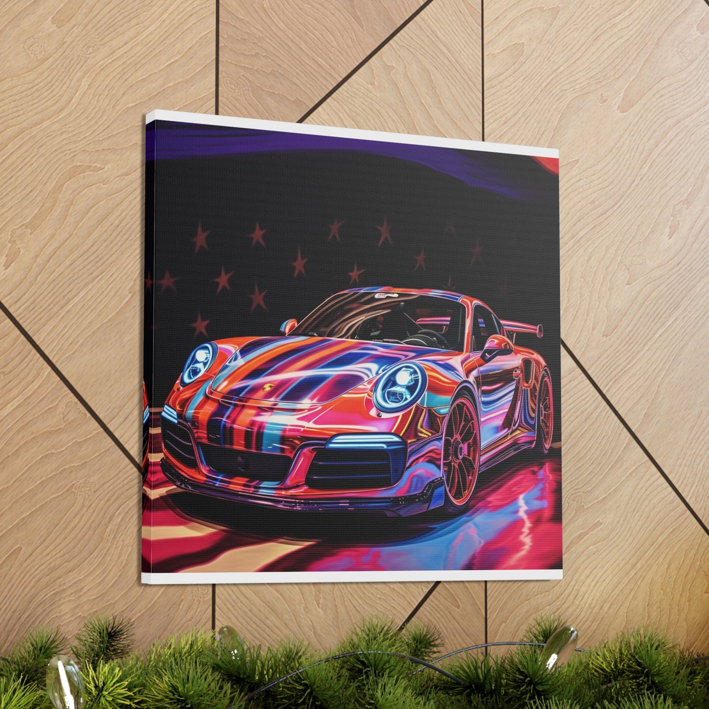 Canvas Gallery Wraps American Flag Colored Porsche 1