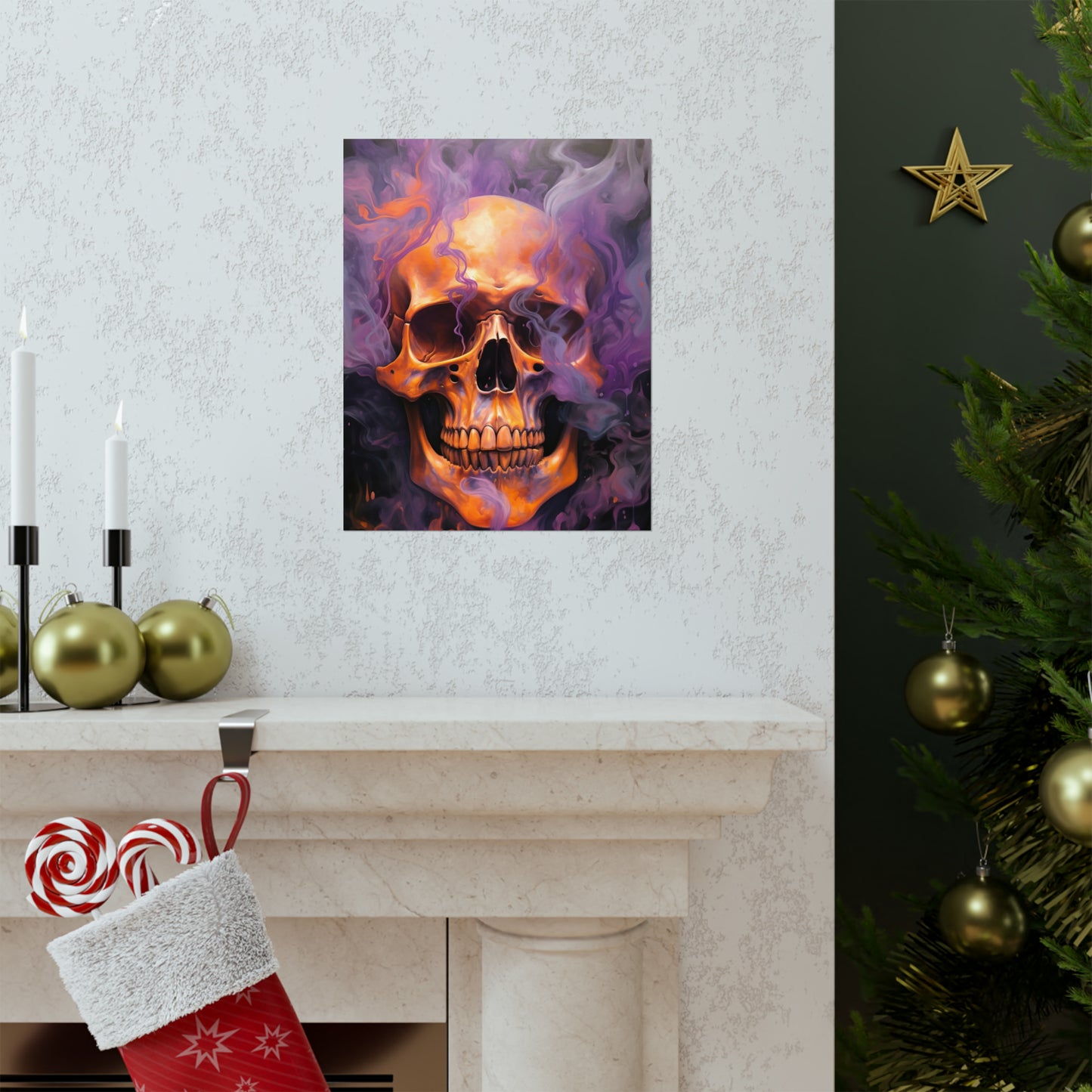 Premium Matte Vertical Posters Skull Flames 4