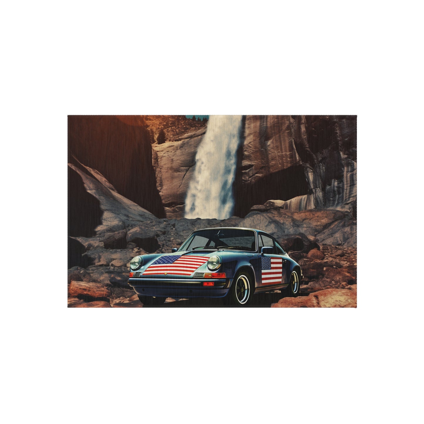 Outdoor Rug  American Flag Porsche Abstract 2