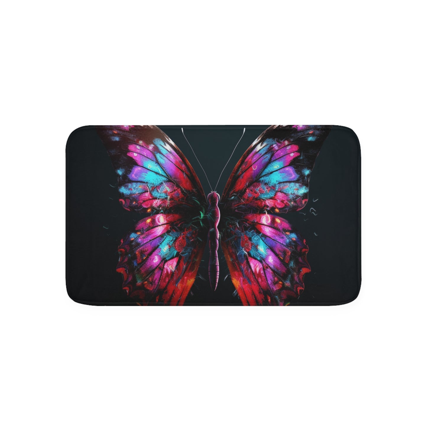 Memory Foam Bath Mat Hyper Colorful Butterfly Macro 3