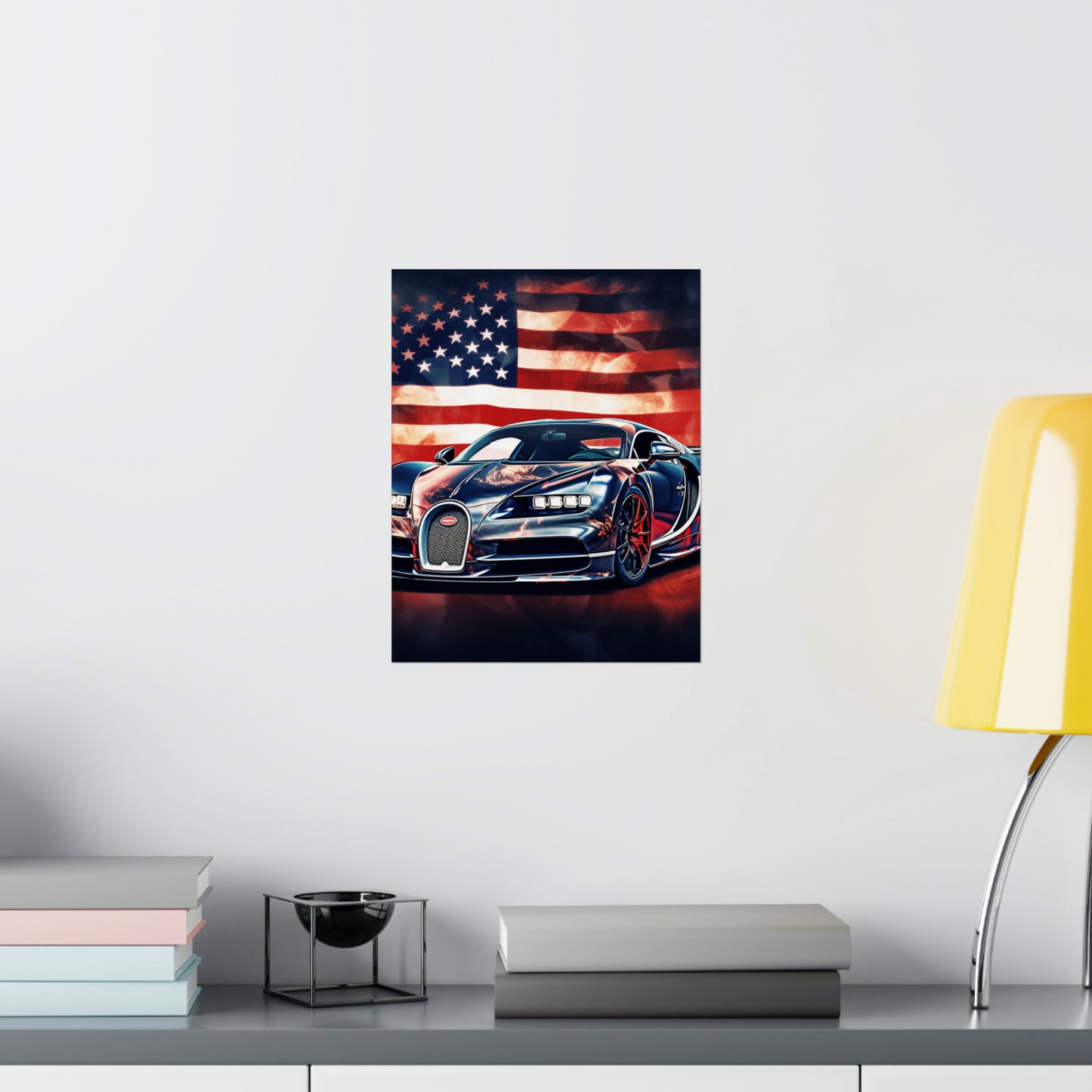 Premium Matte Vertical Posters Abstract American Flag Background Bugatti 4