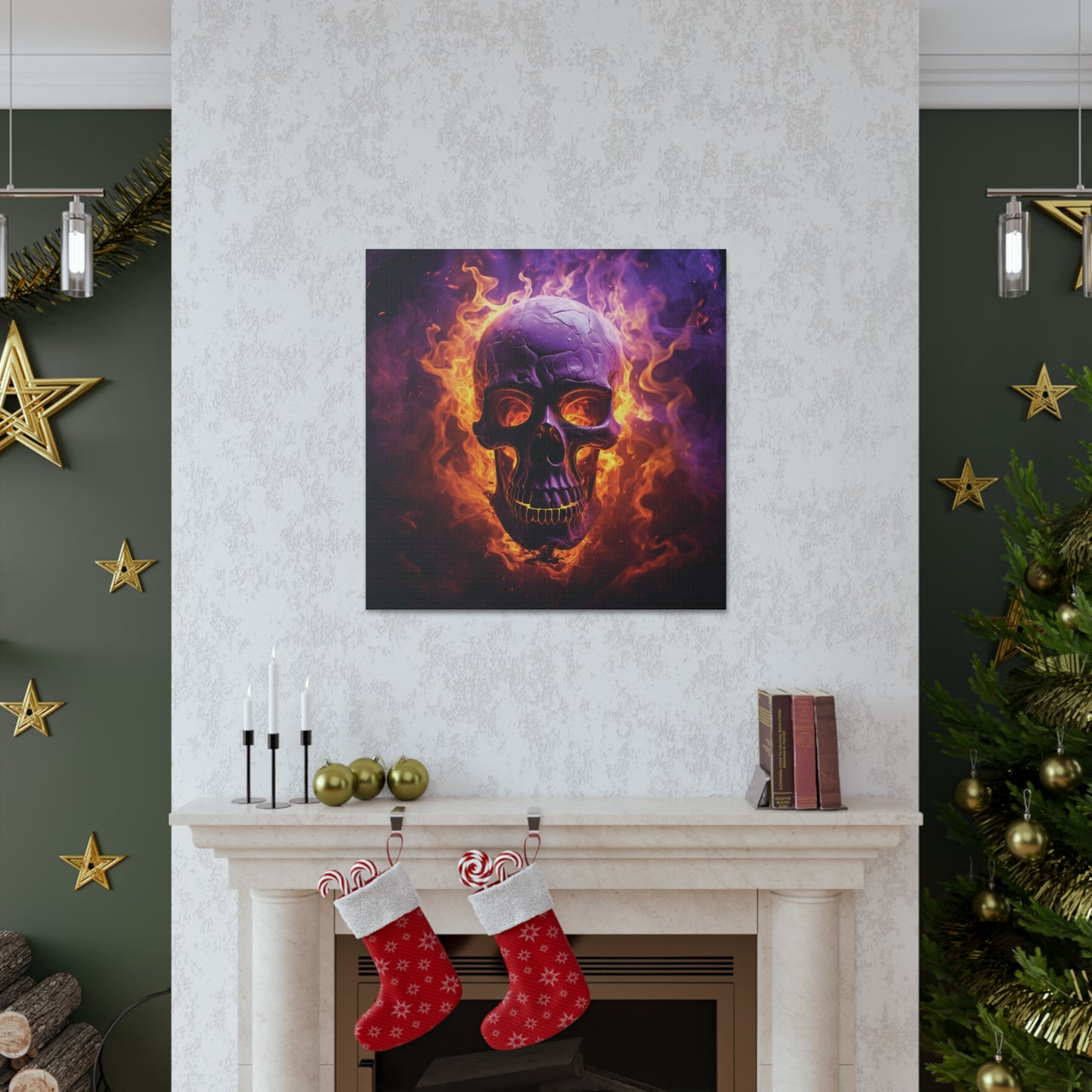 Canvas Gallery Wraps Skull Flames 3