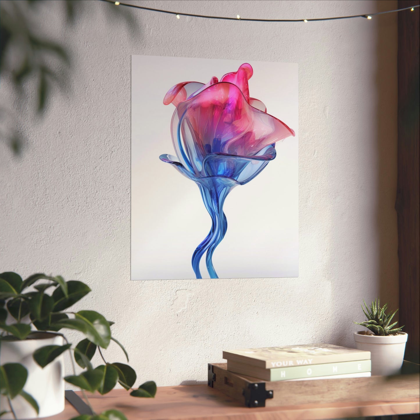 Premium Matte Vertical Posters Pink & Blue Tulip Rose 4