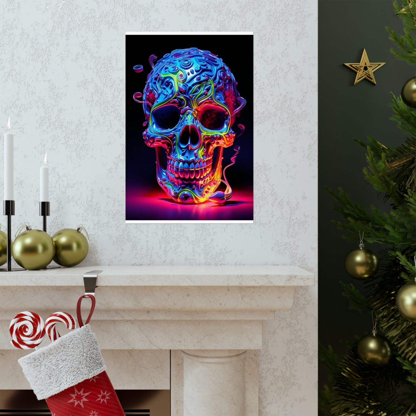Premium Matte Vertical Posters Macro Skull Color 3