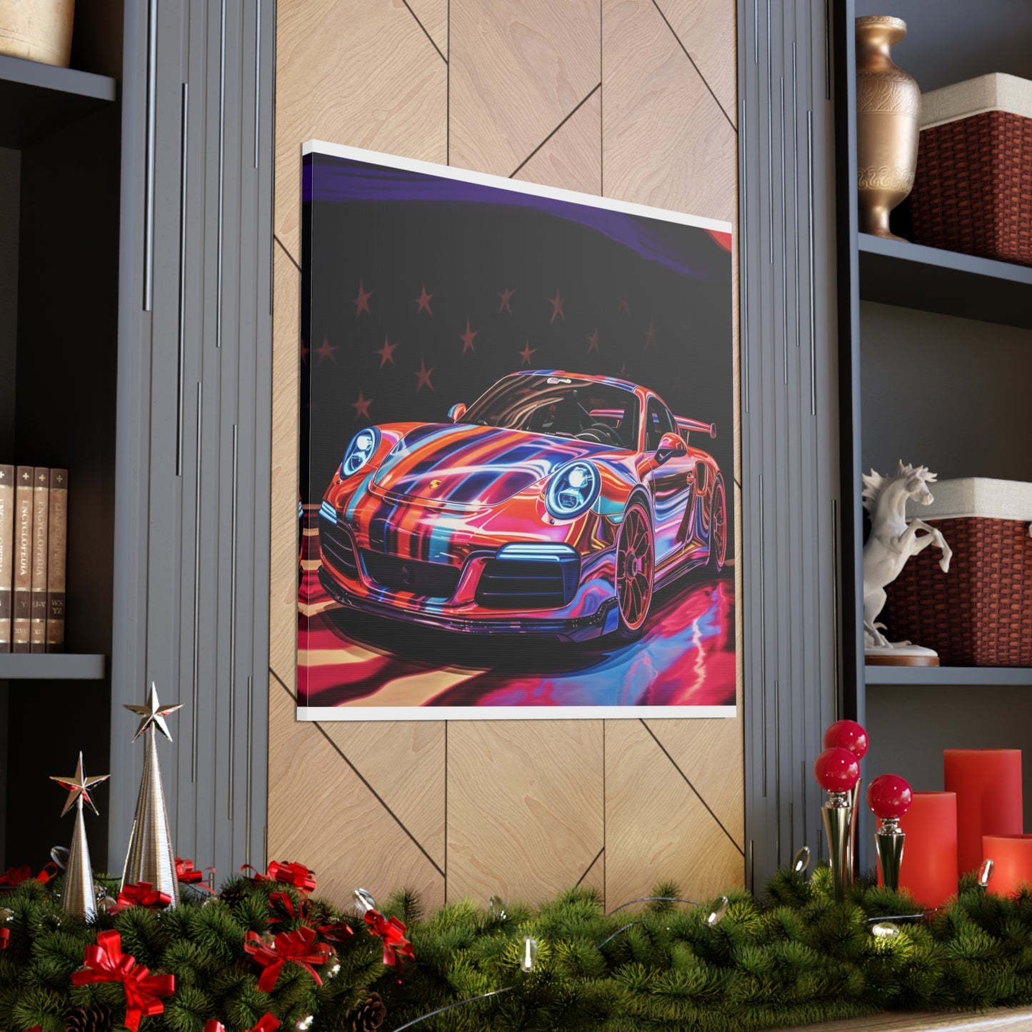 Canvas Gallery Wraps American Flag Colored Porsche 1