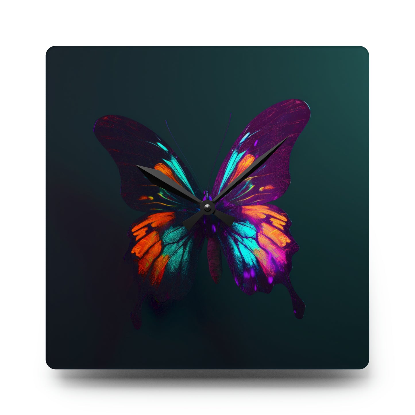 Acrylic Wall Clock Hyper Colorful Butterfly Purple 4