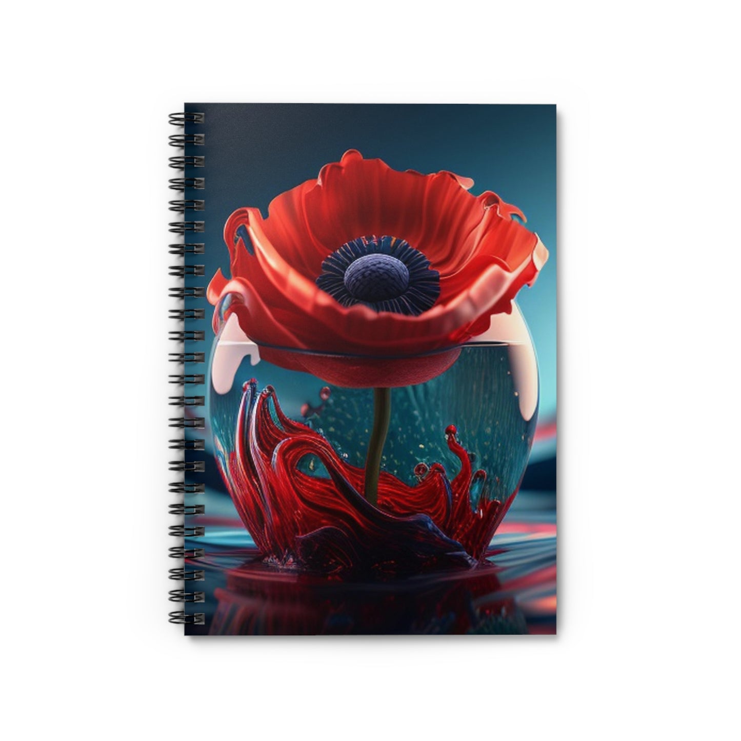 Spiral Notebook - Ruled Line Red Anemone in a Vase 2