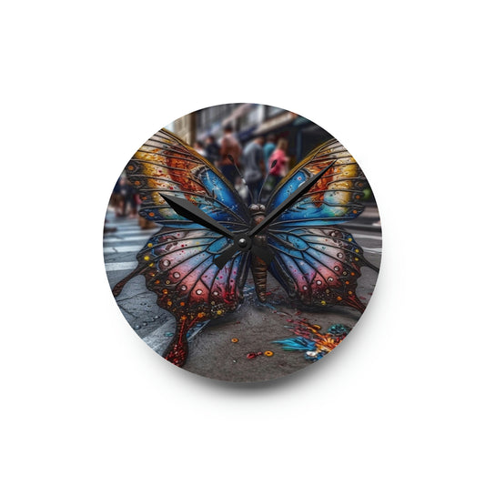 Acrylic Wall Clock Liquid Street Butterfly 4