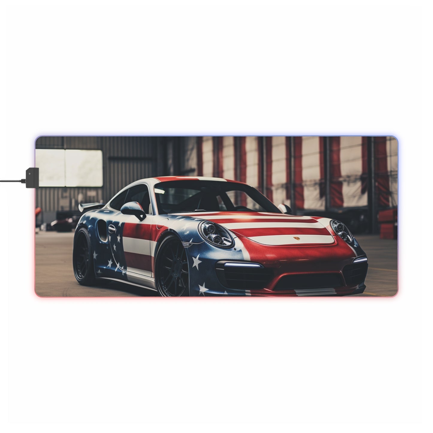 LED Gaming Mouse Pad American Flag Porsche 2