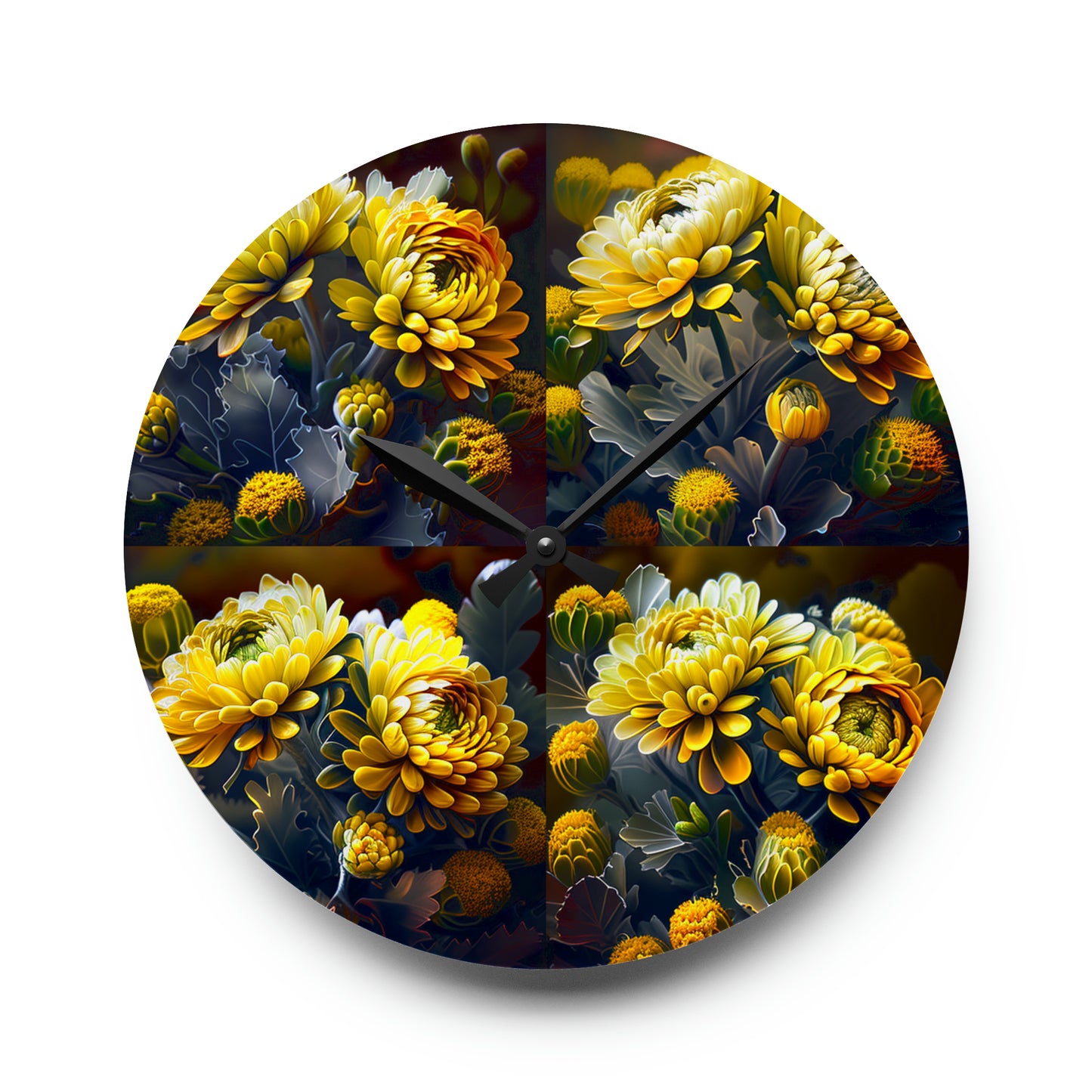 Acrylic Wall Clock Yellow Hermosas Flores Amarillas 5