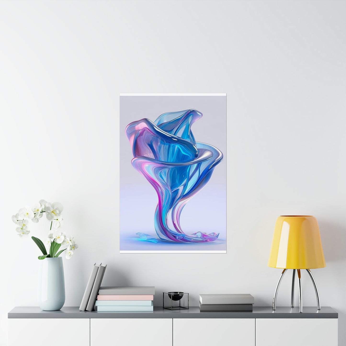 Premium Matte Vertical Posters Pink & Blue Tulip Rose 2