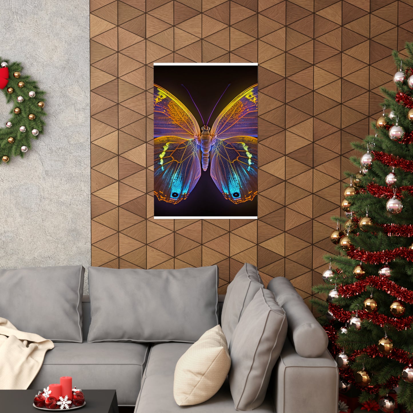 Premium Matte Vertical Posters Neon Butterfly Flair 2