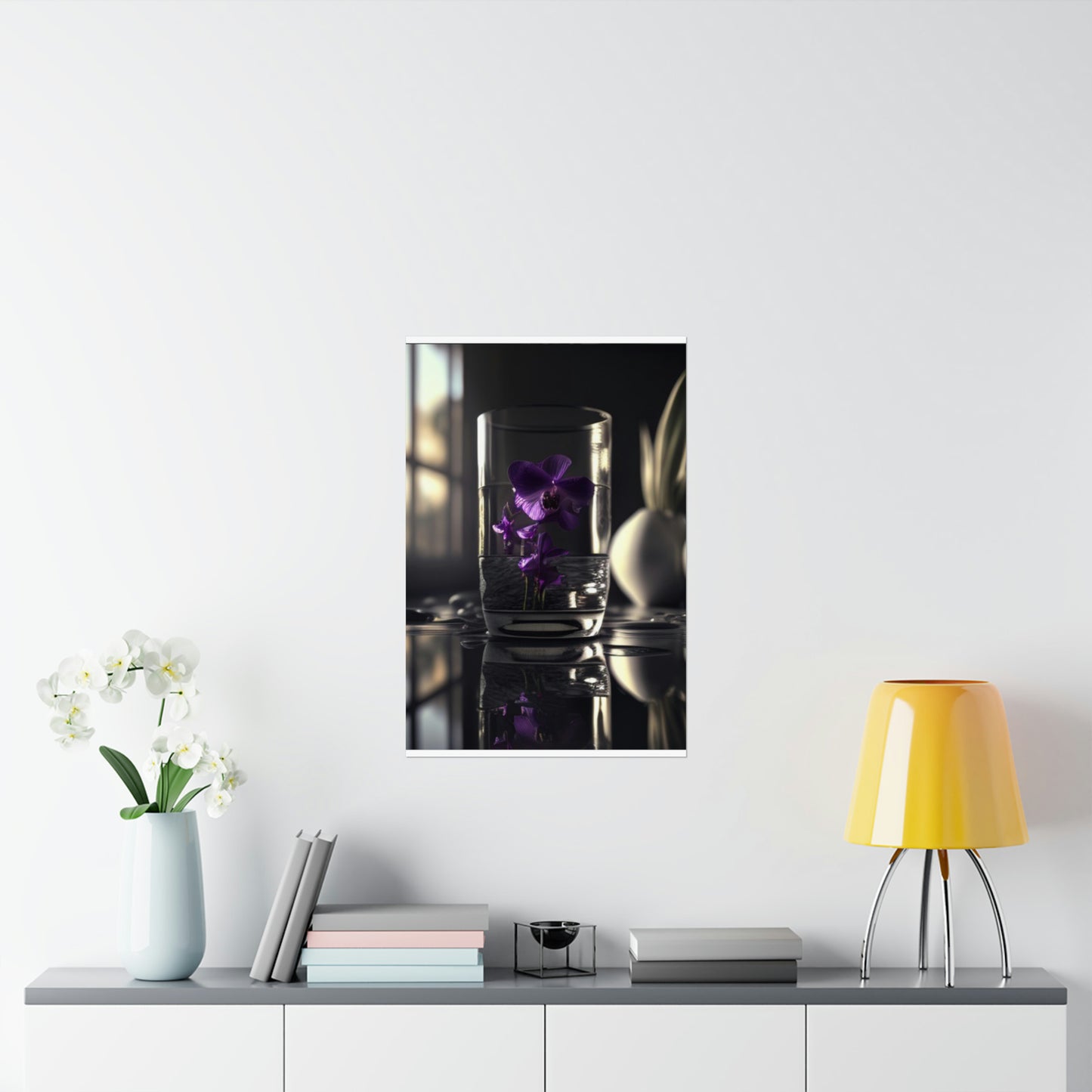 Premium Matte Vertical Posters Purple Orchid Glass vase 4