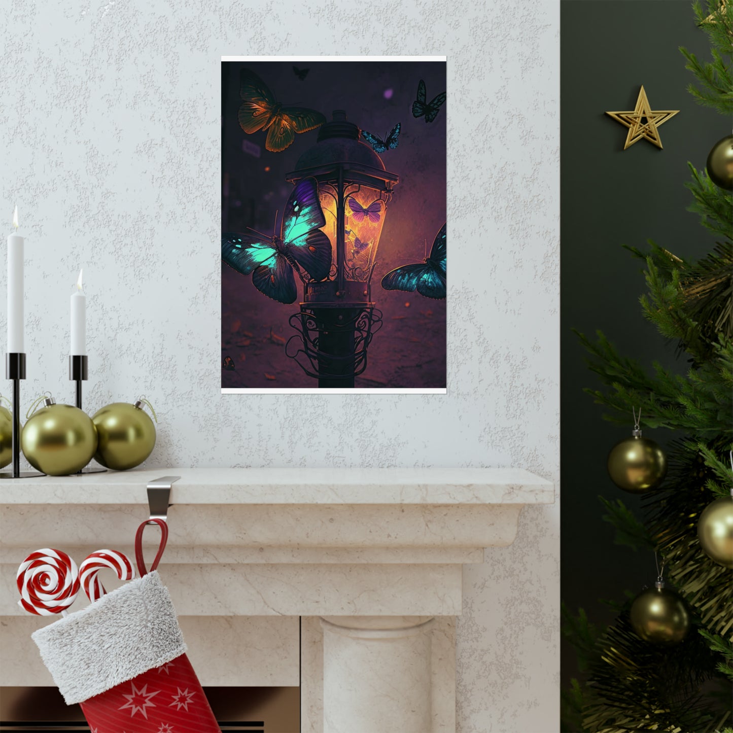 Premium Matte Vertical Posters Street Light Butterfly 4