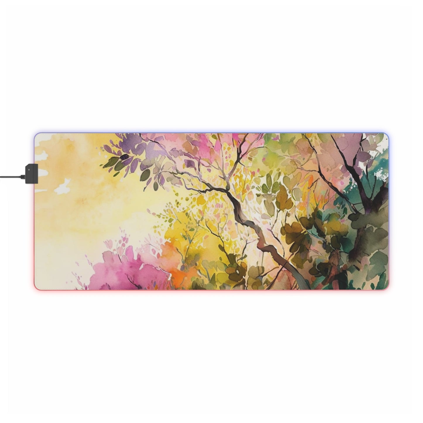 LED Gaming Mouse Pad Mother Nature Bright Spring Colors Realistic Watercolor 2