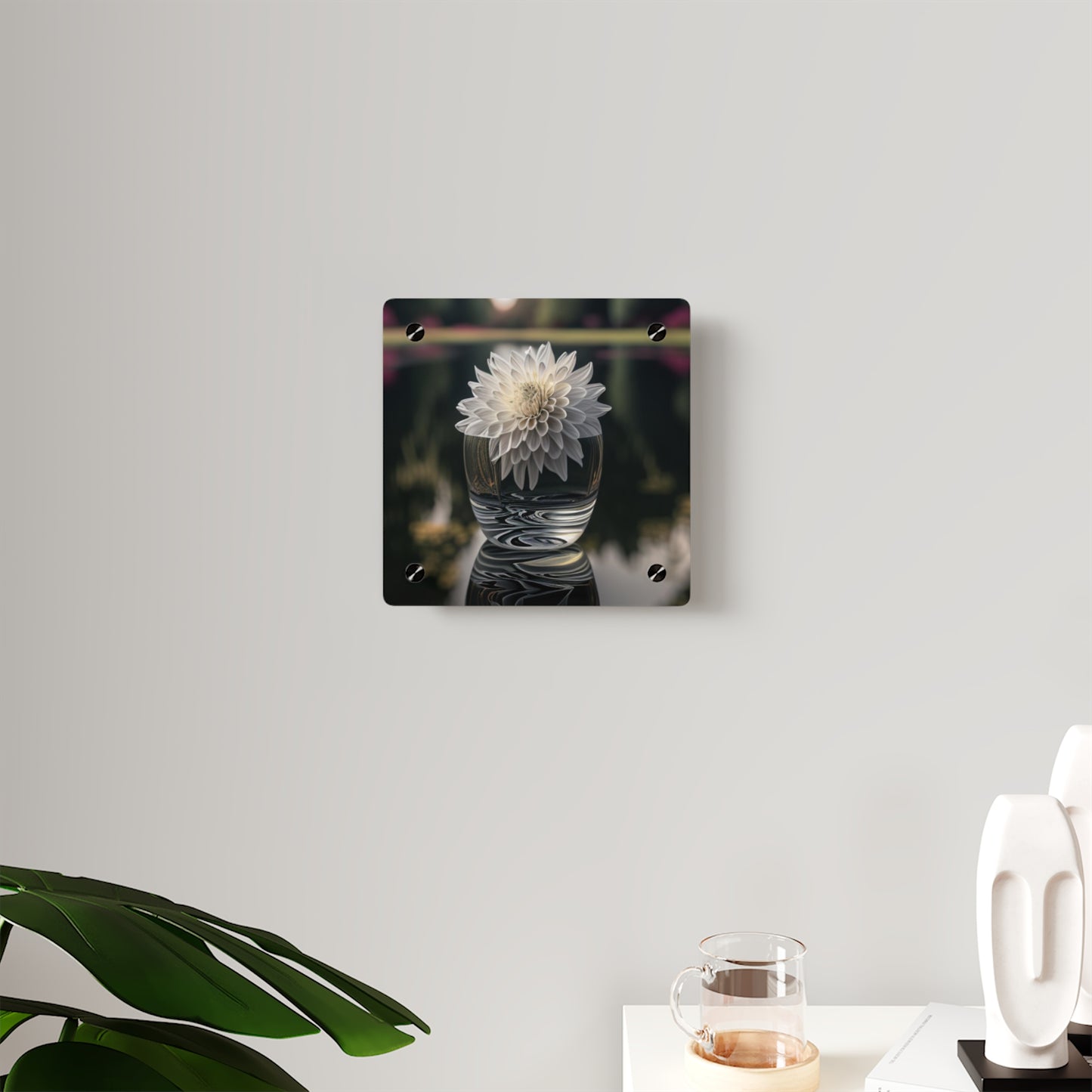 Acrylic Wall Art Panels White Dahlia 2