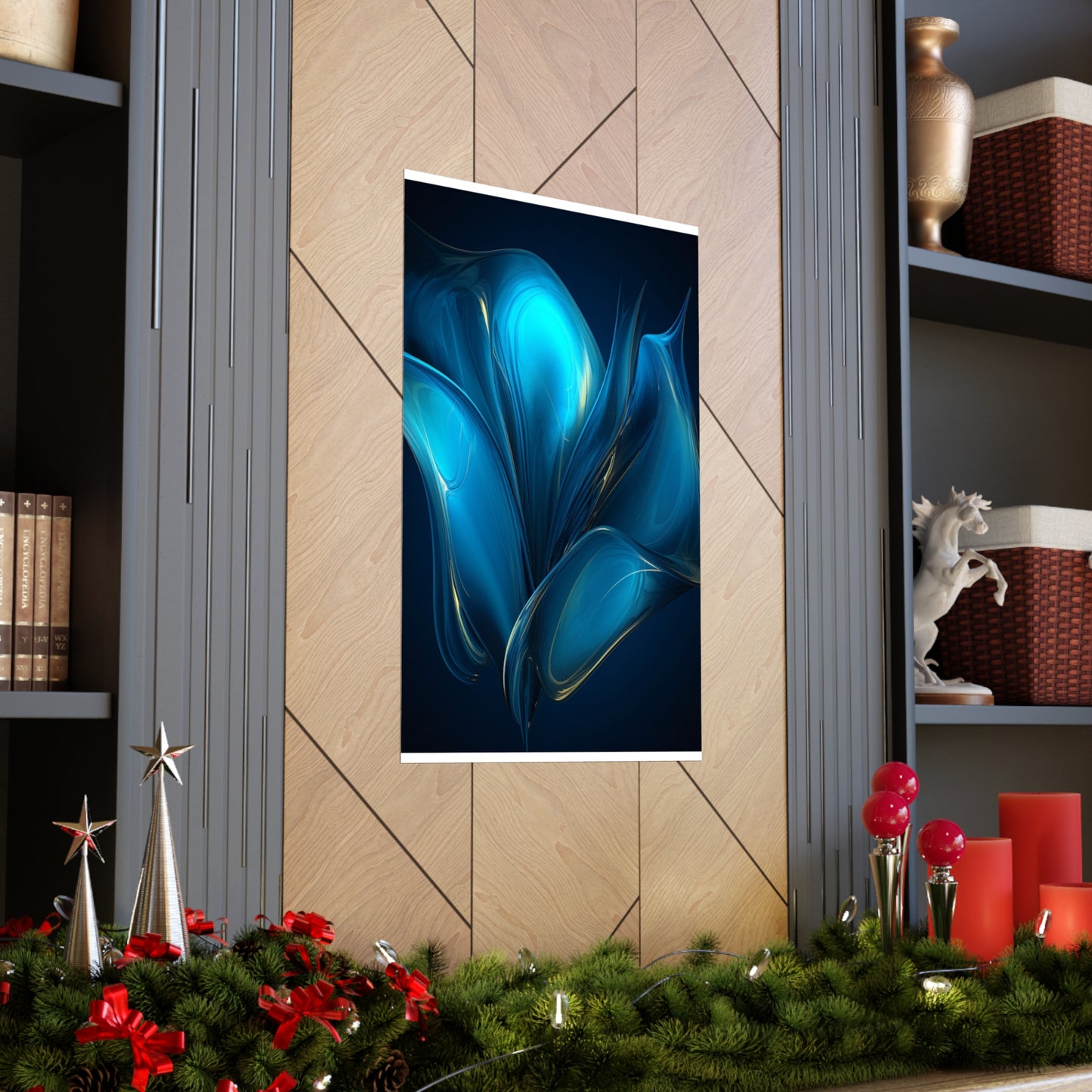 Premium Matte Vertical Posters Abstract Blue Tulip 2