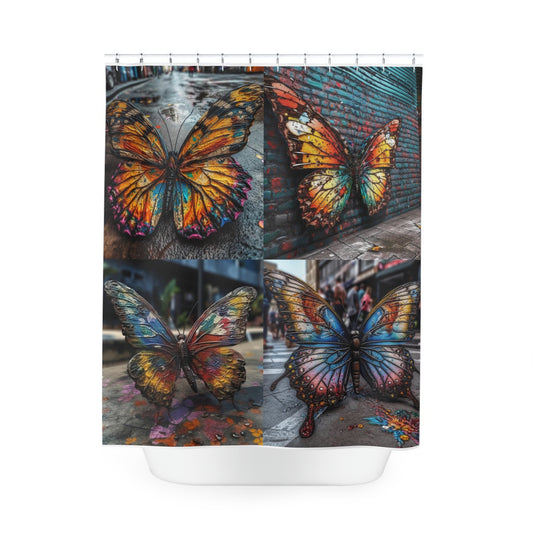 Polyester Shower Curtain Liquid Street Butterfly 5