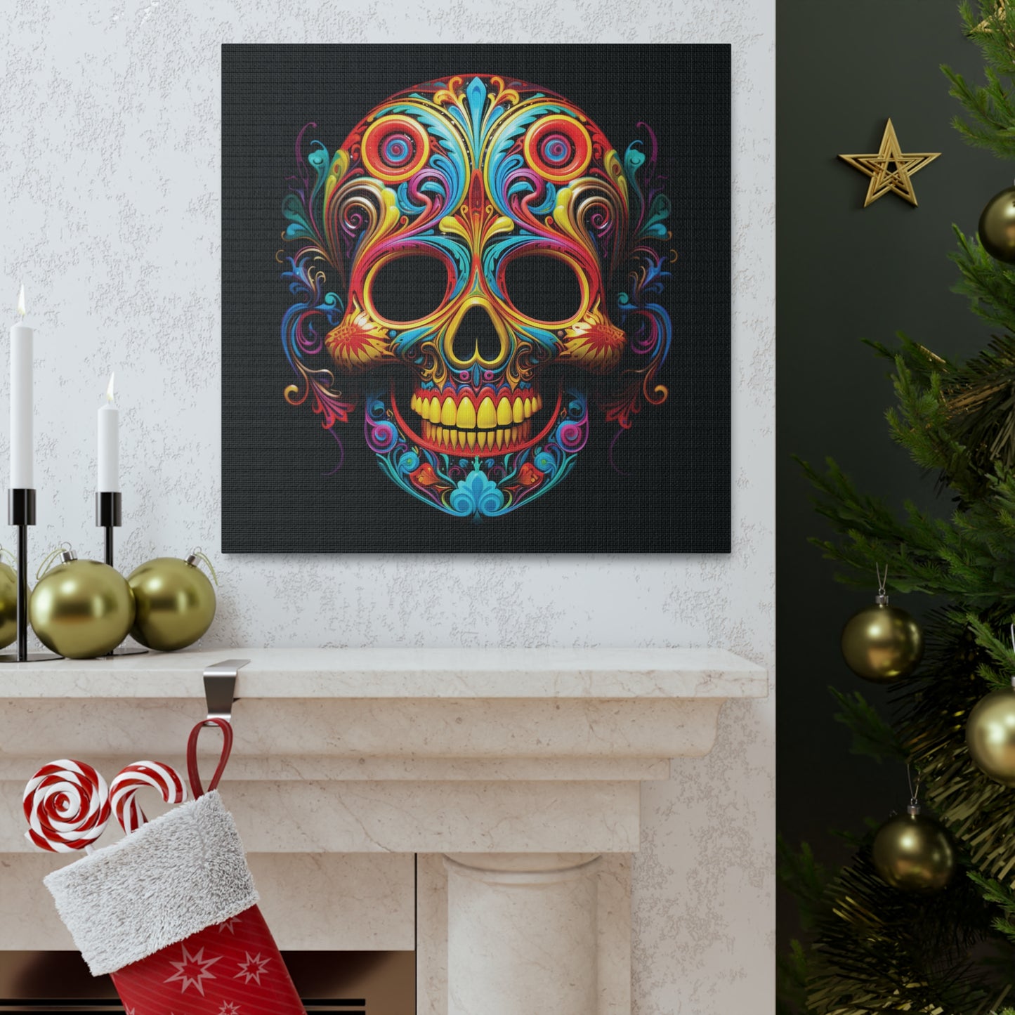 Canvas Gallery Wraps Macro Skull Color 1