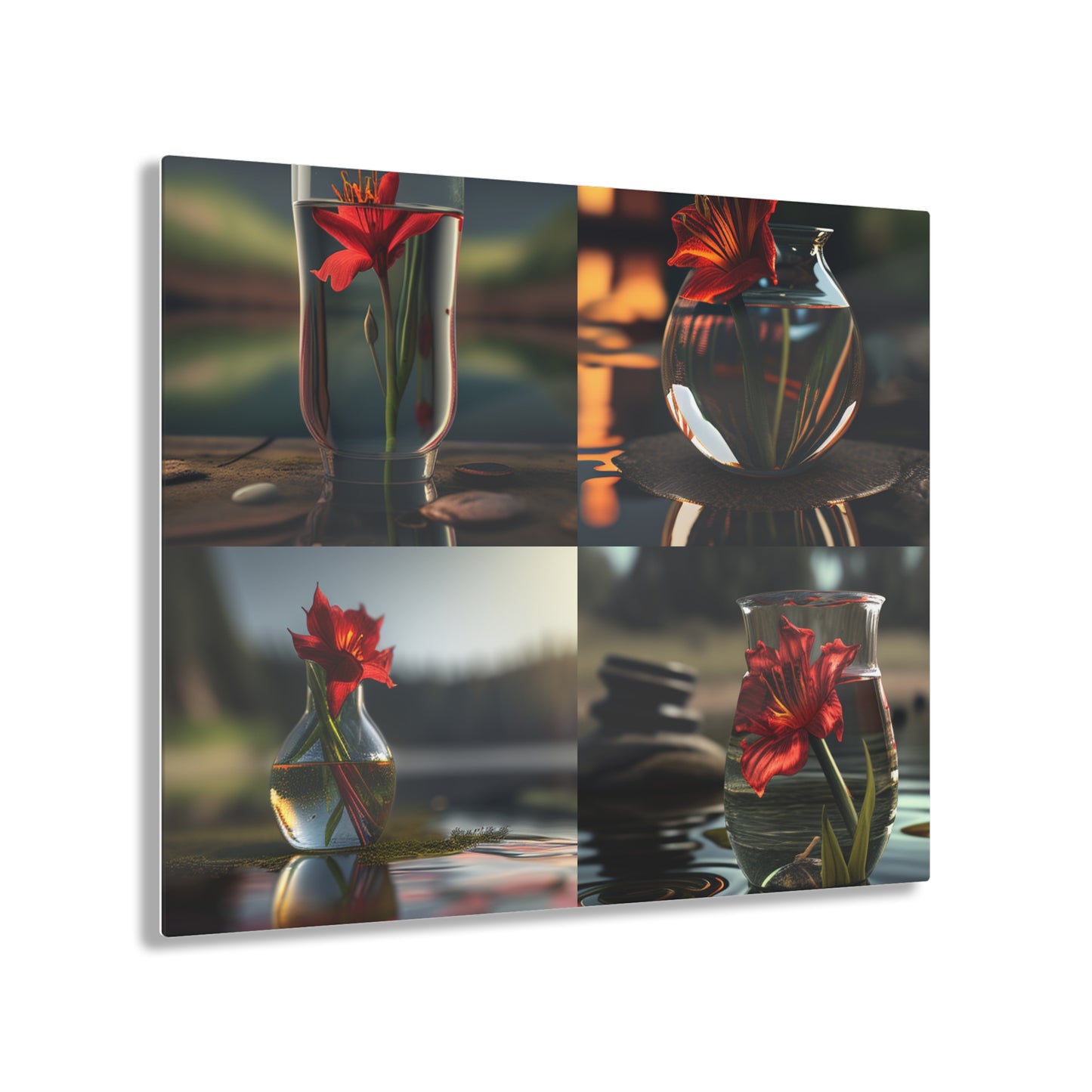 Acrylic Prints Red Lily in a Glass vase 5