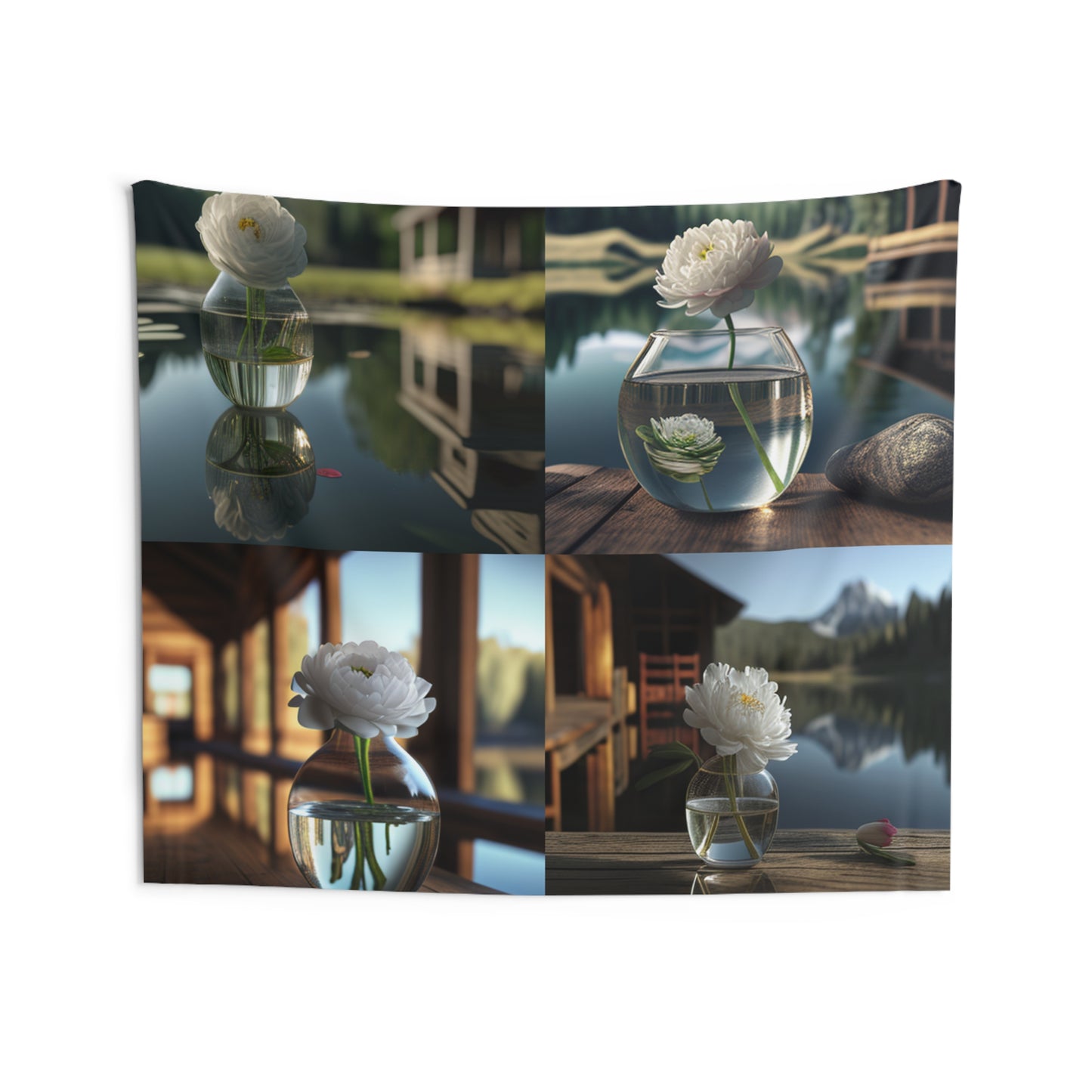 Indoor Wall Tapestries White Peony glass vase 5