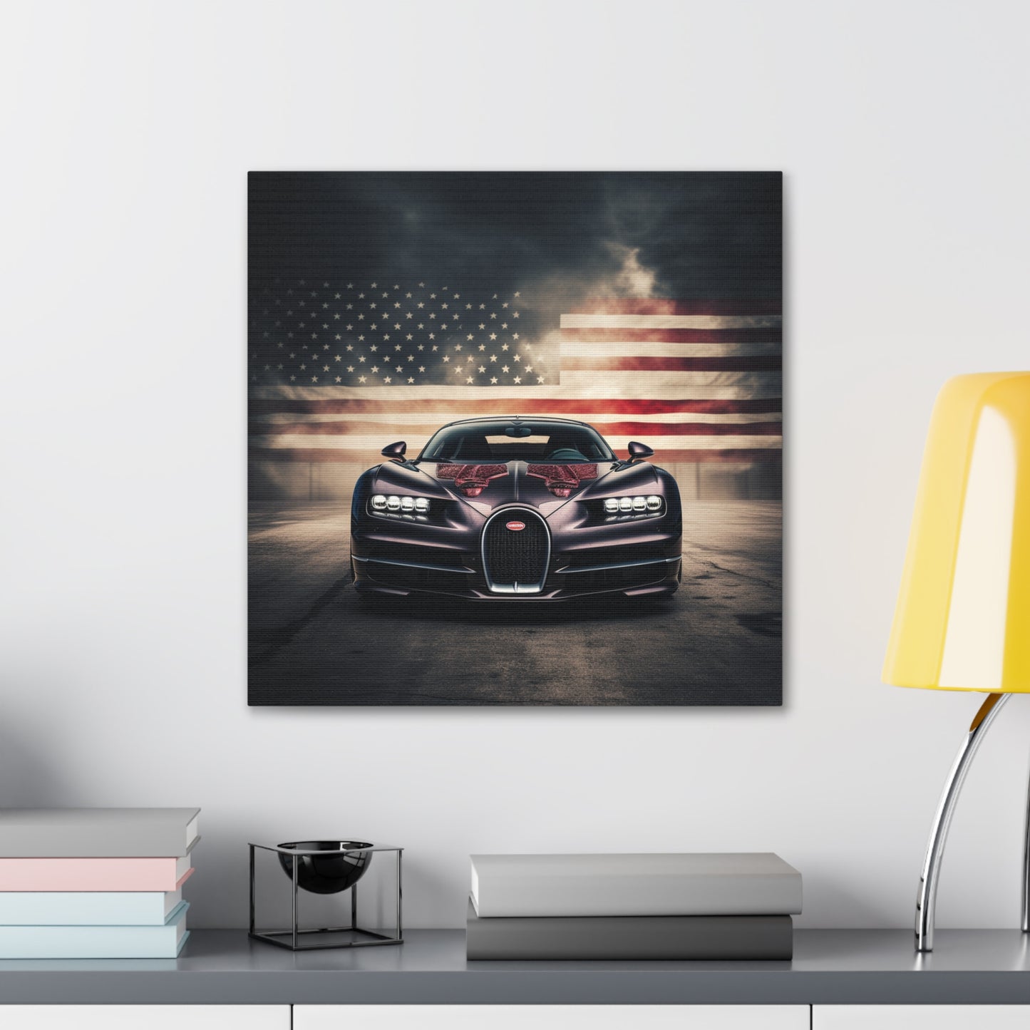 Canvas Gallery Wraps American Flag Background Bugatti 2