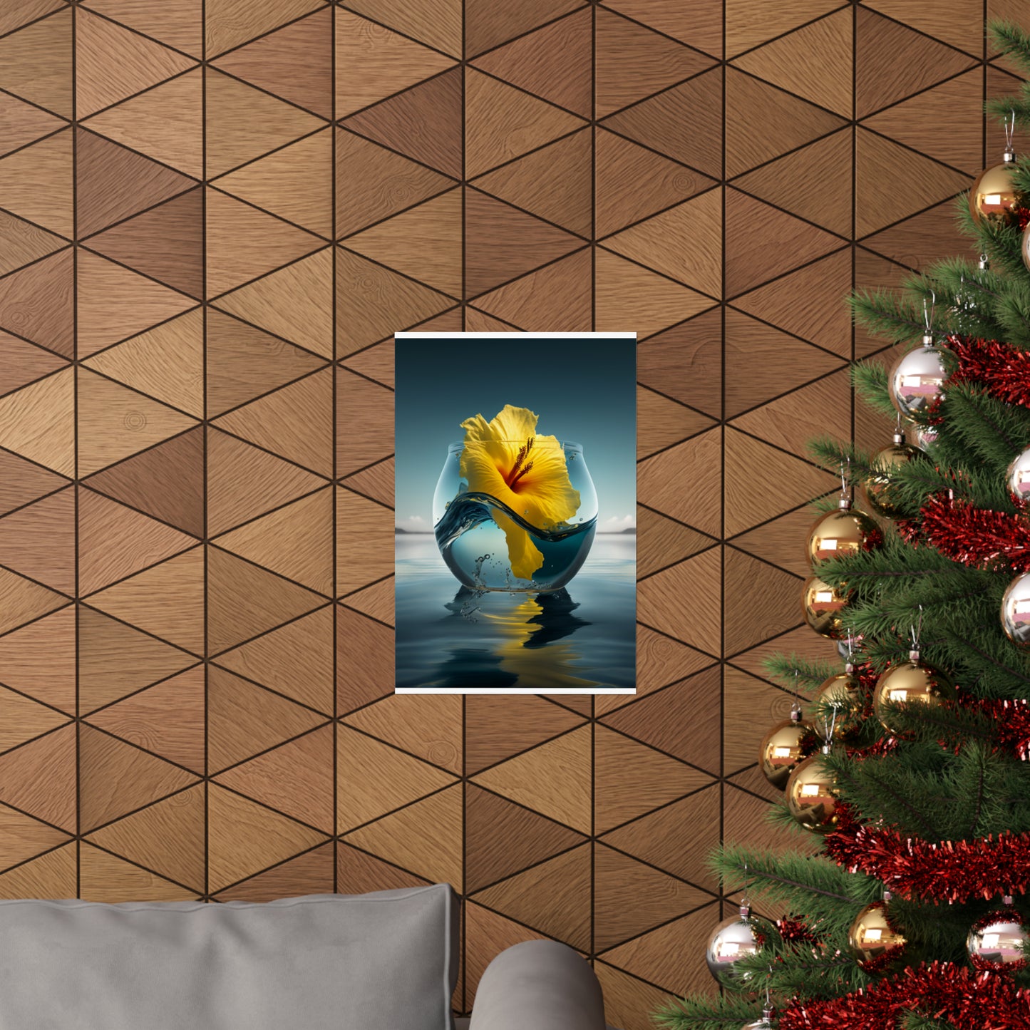 Premium Matte Vertical Posters Yellow Hibiscus glass 4