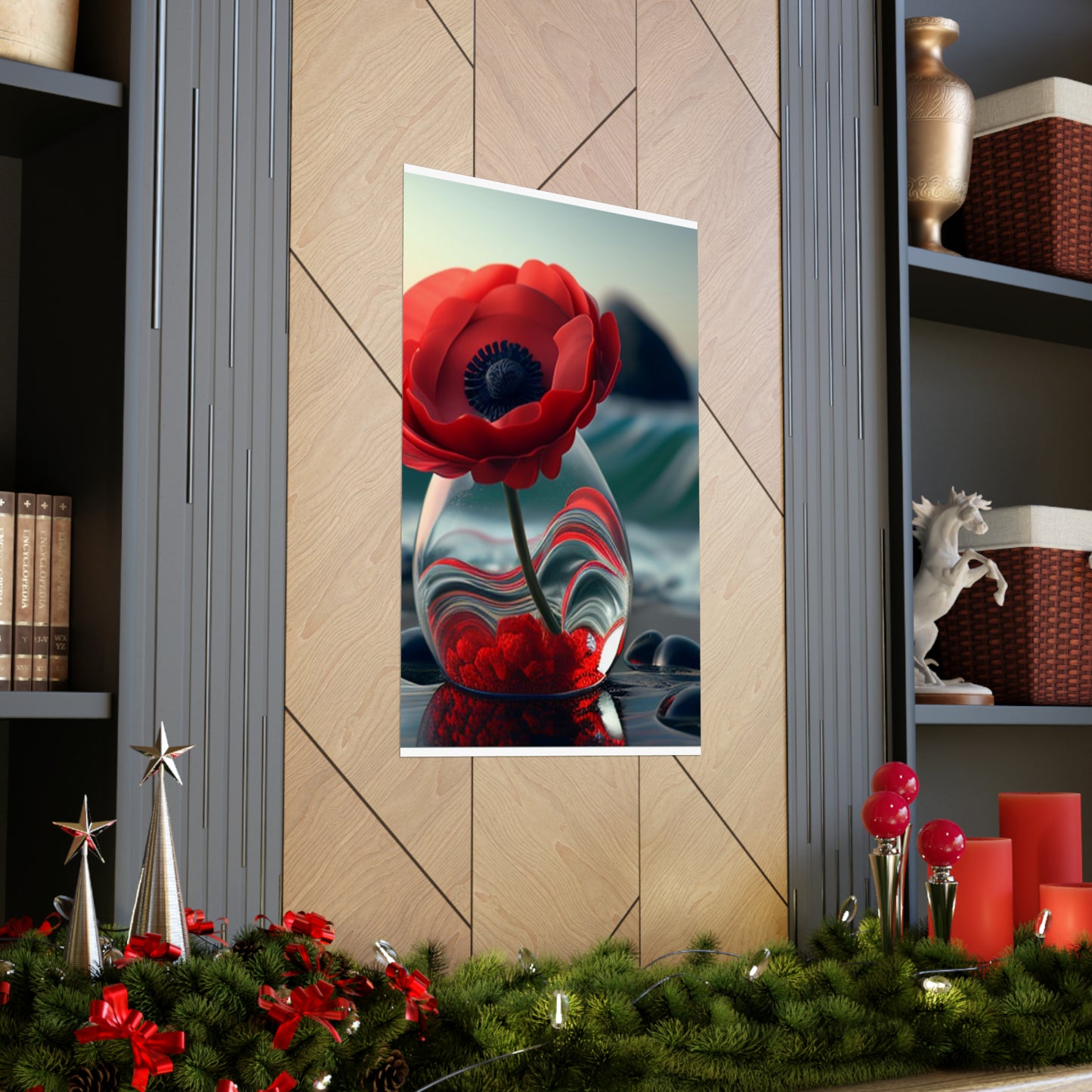 Premium Matte Vertical Posters Red Anemone in a Vase 1