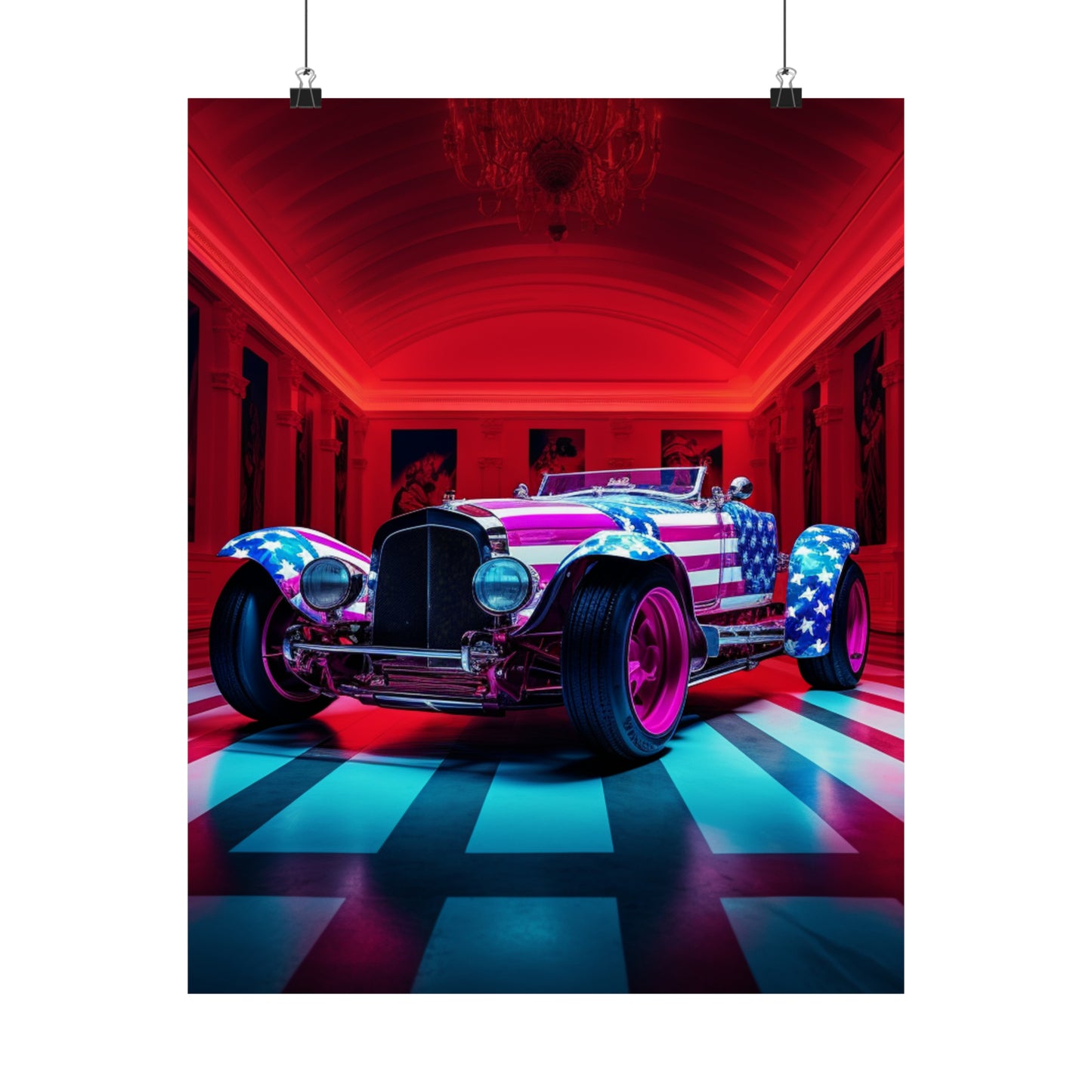 Premium Matte Vertical Posters Macro Bugatti American Flag 3