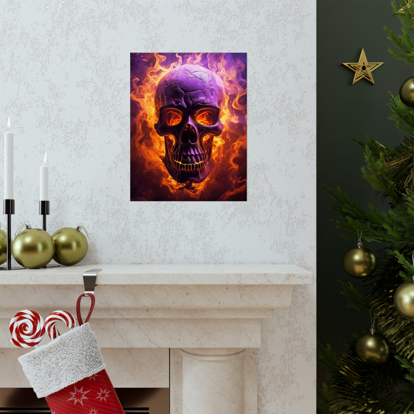 Premium Matte Vertical Posters Skull Flames 3