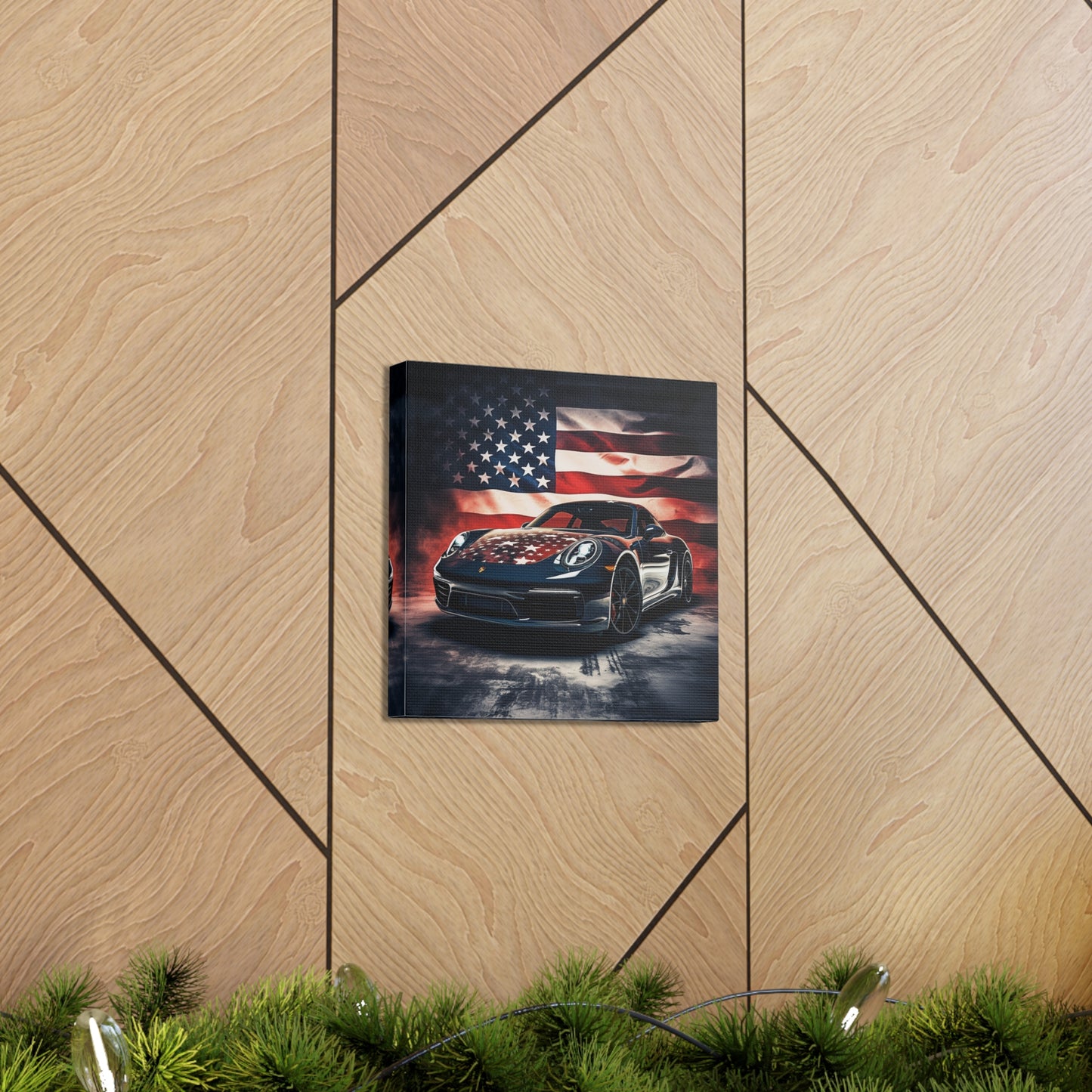 Canvas Gallery Wraps Abstract American Flag Background Porsche 2