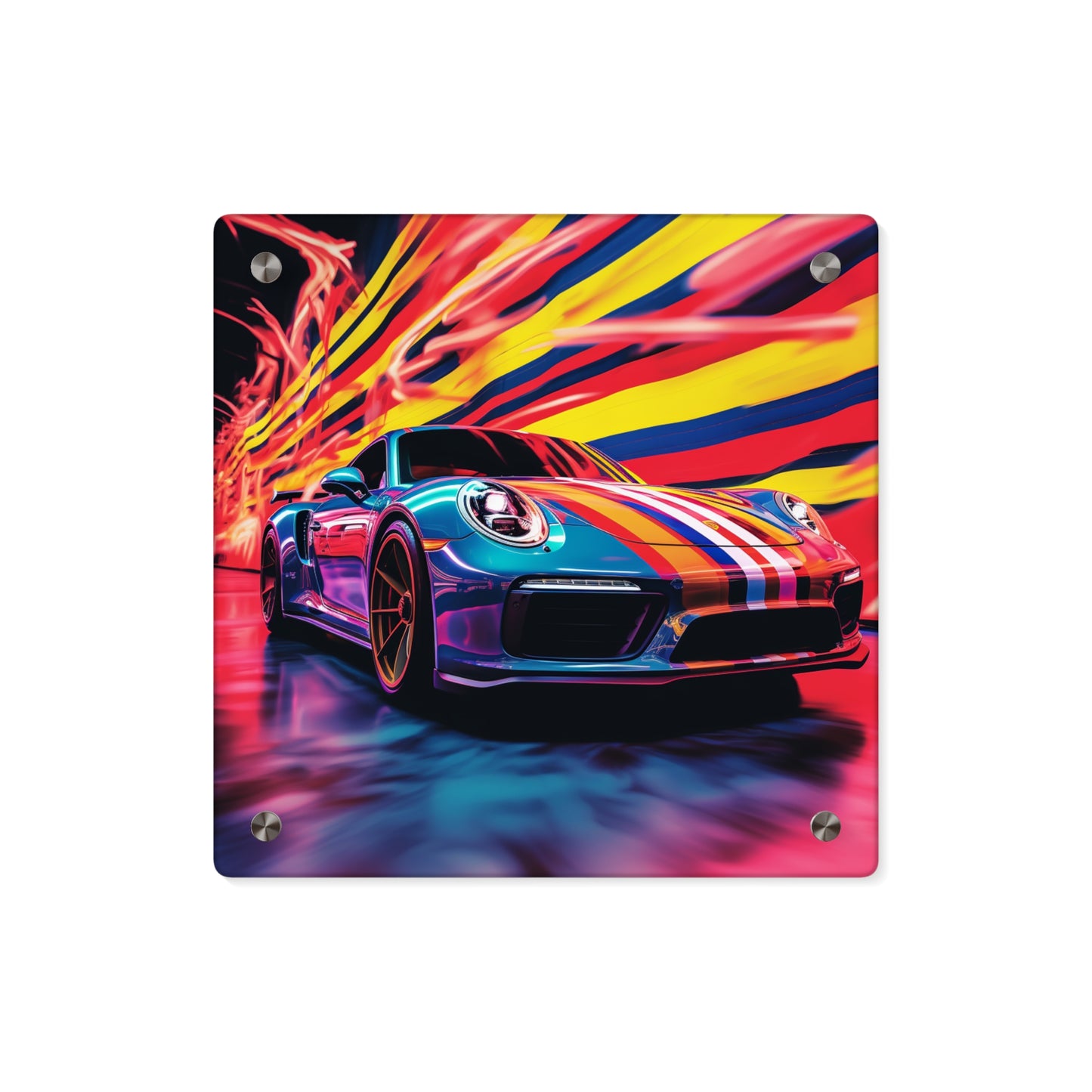 Acrylic Wall Art Panels Macro American Flag Porsche 2