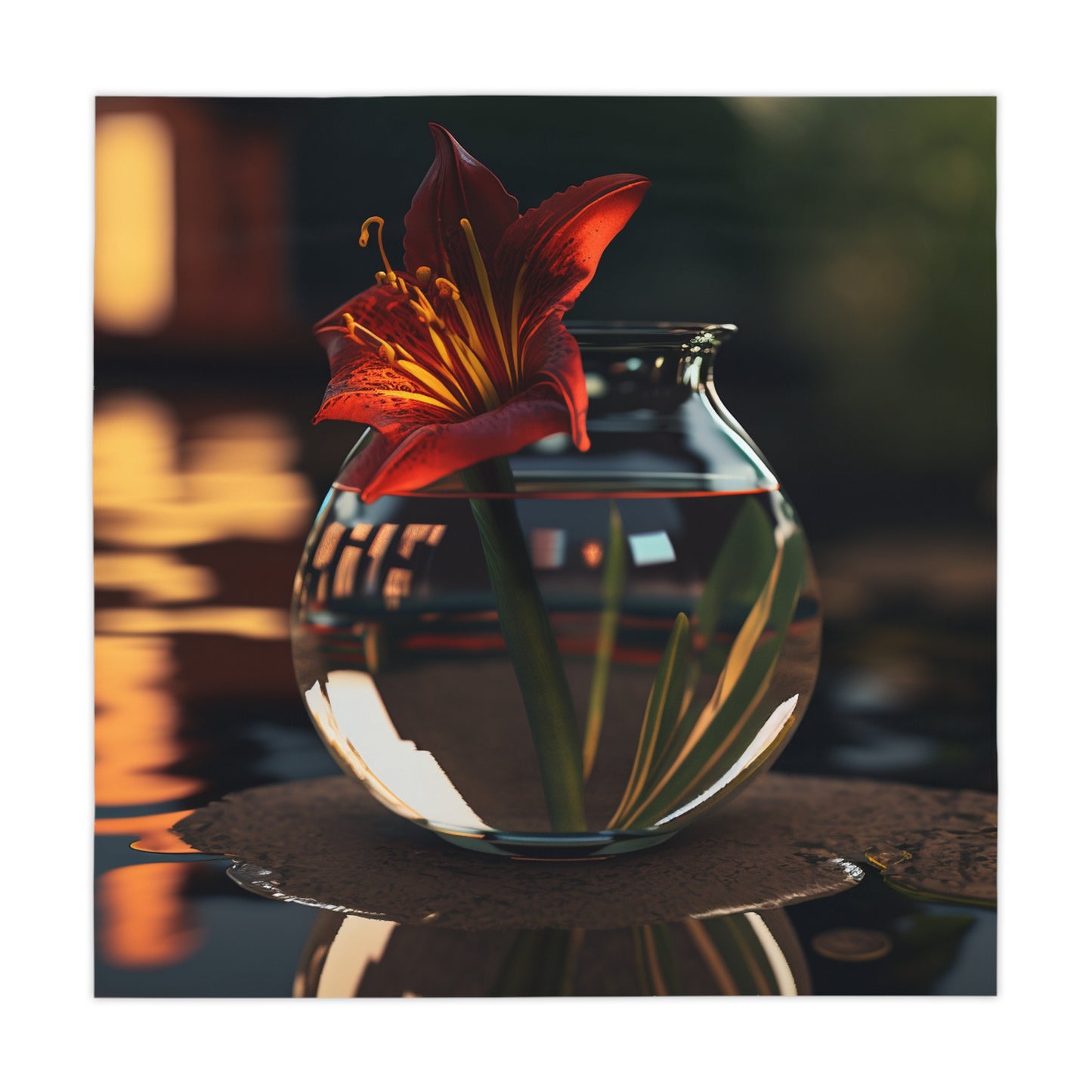 Tablecloth Red Lily in a Glass vase 2