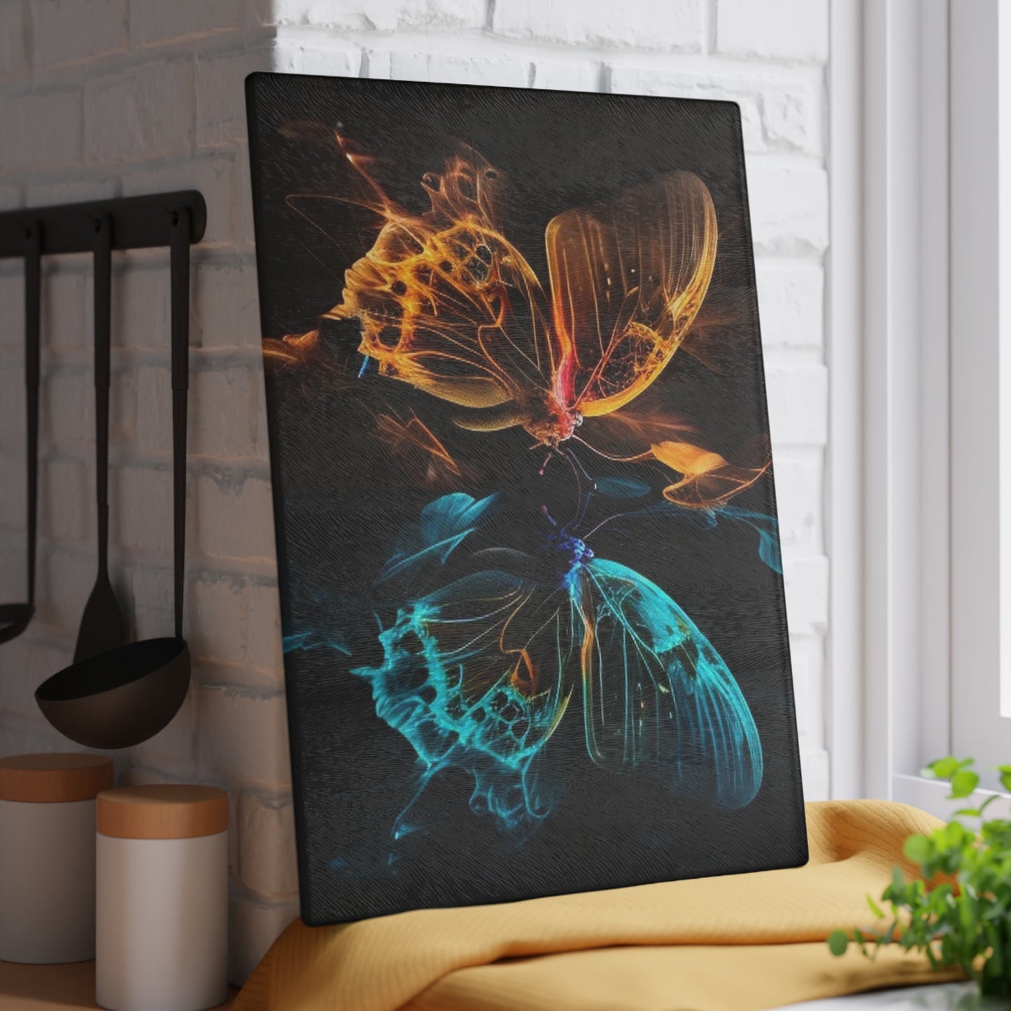 Glass Cutting Board Kiss Neon Butterfly 2