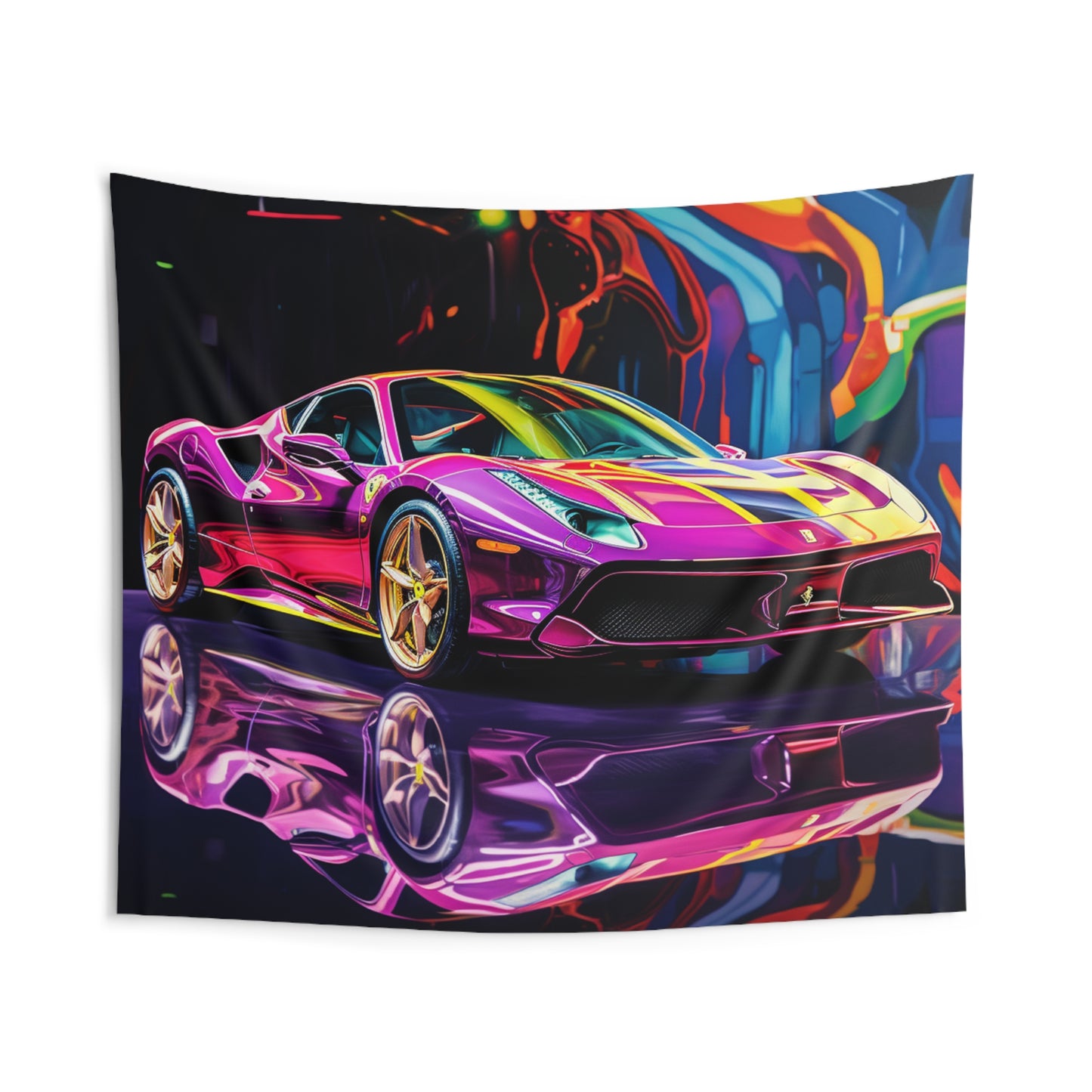 Indoor Wall Tapestries Pink Macro Ferrari 2