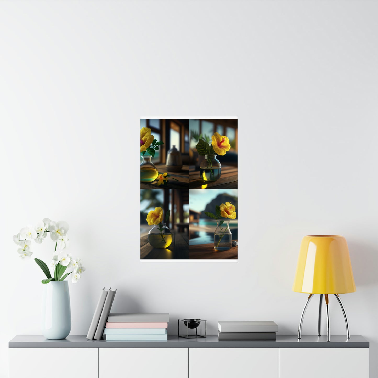 Premium Matte Vertical Posters Yellow Hibiscus Wood 5